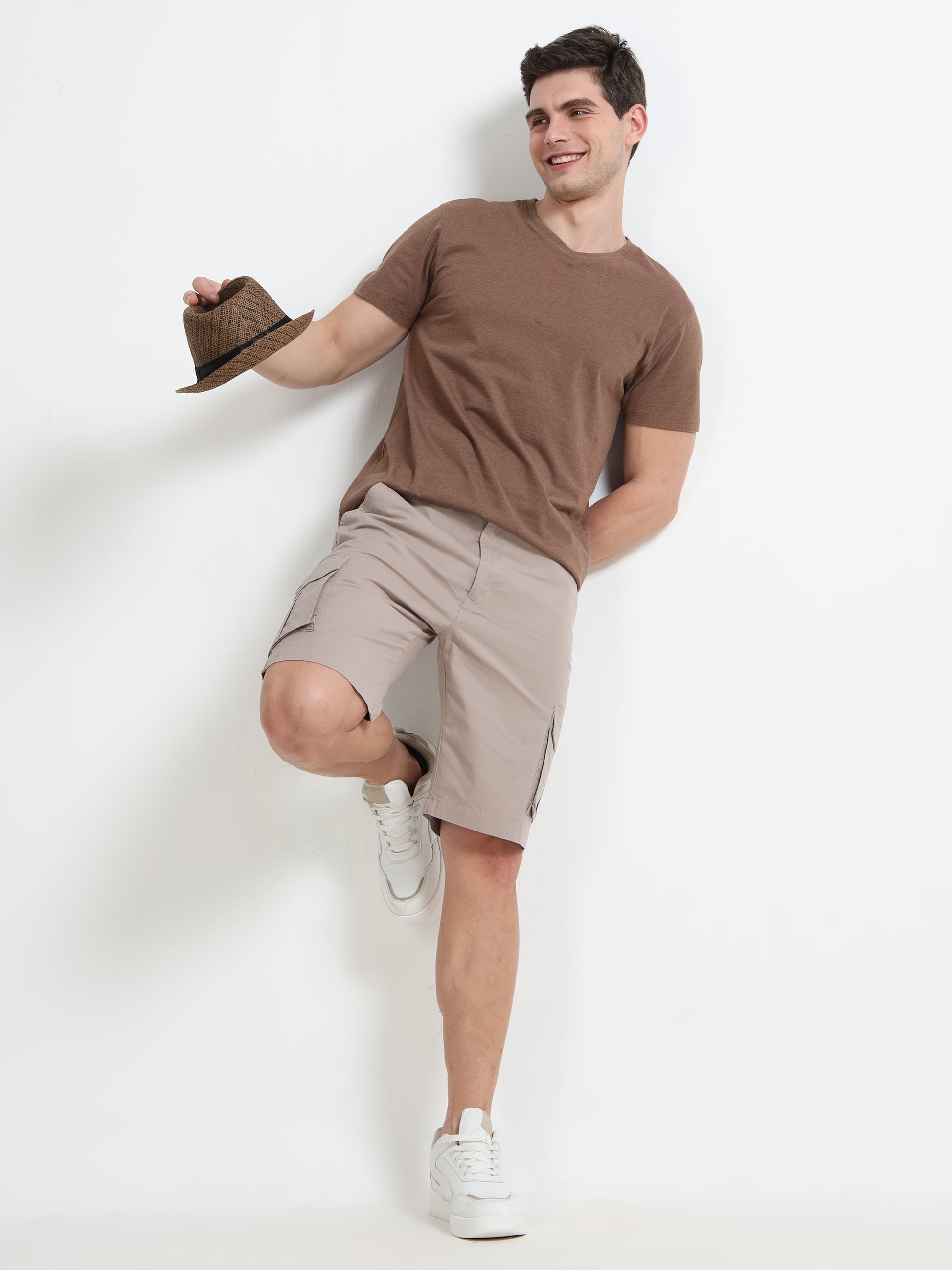 Regular Fit Grey Men's Cargo shorts