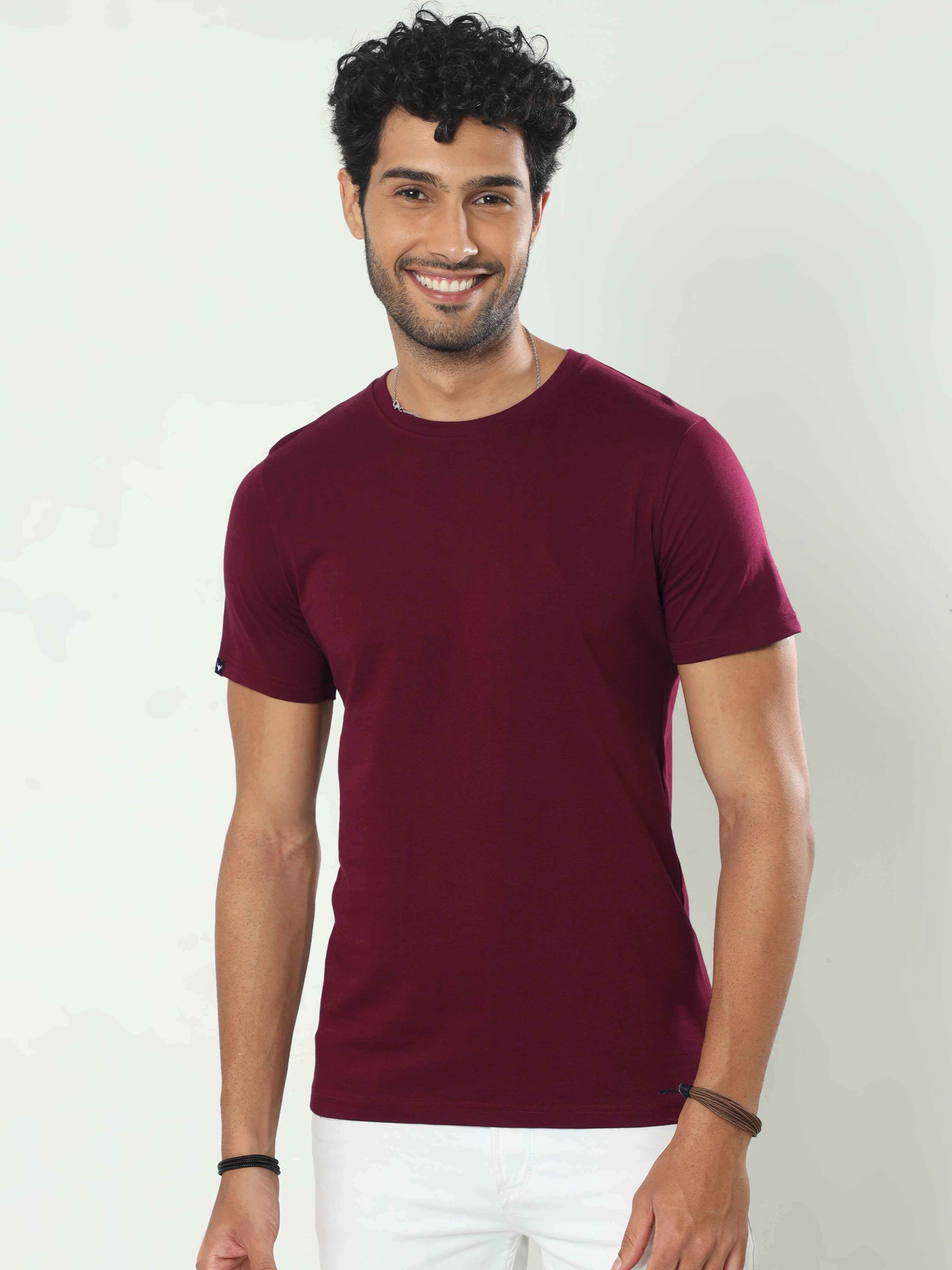 Men Burgundy Slim Fit Mascln Original T-Shirt