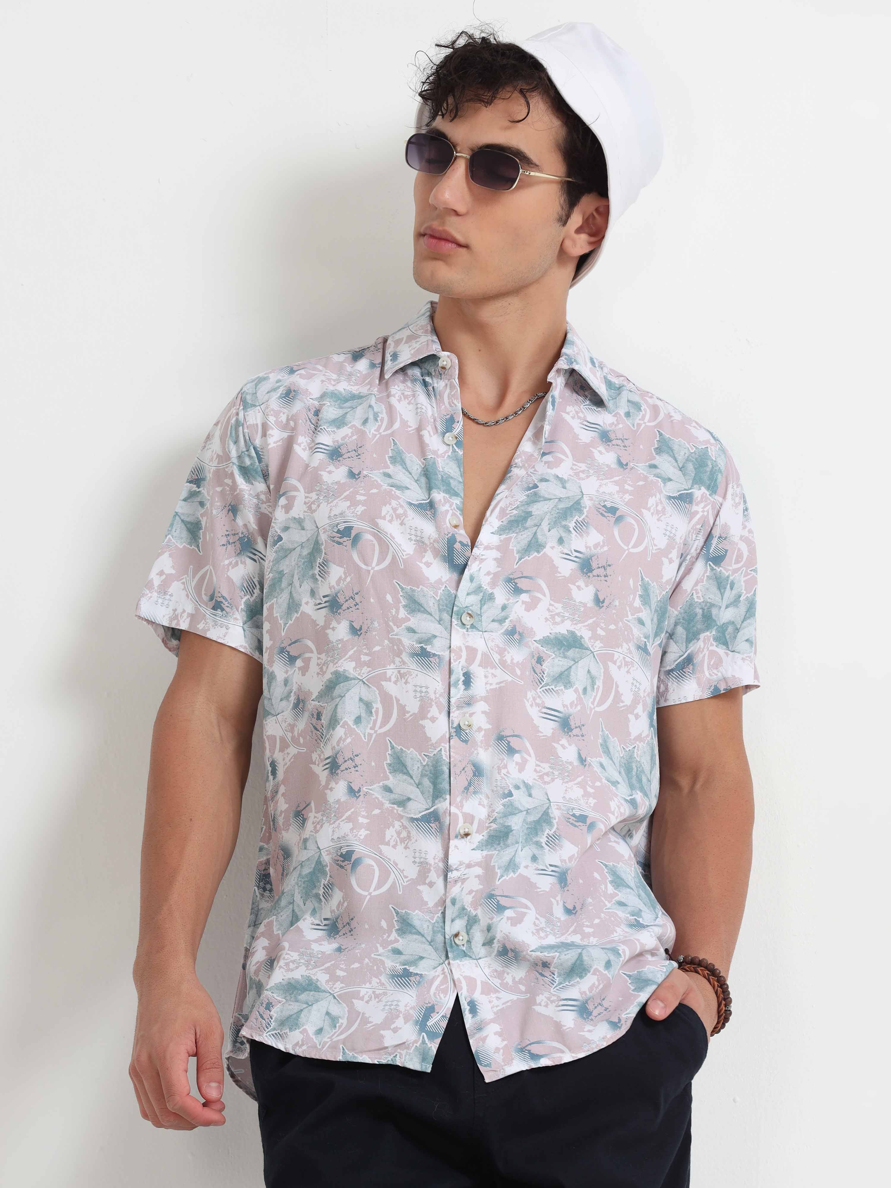 Men's Lavender Camouflage Printed Premium Cotton Casual Shirt