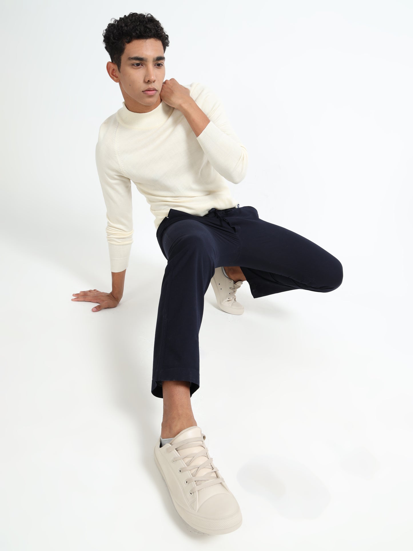 Mens Cotton Regular Navy Blue Linen Pants 