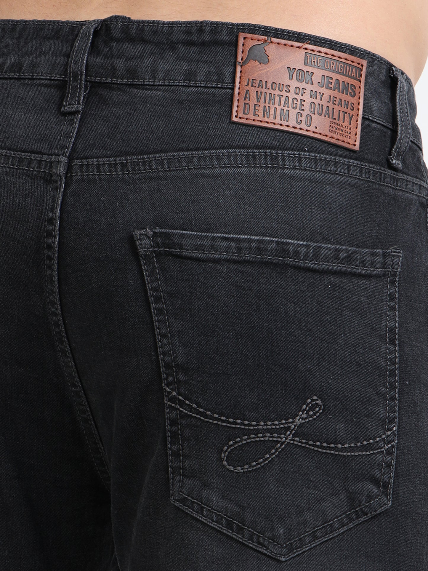 Solid Mid-Rise Faded Black Ankle Length Jeans for Men