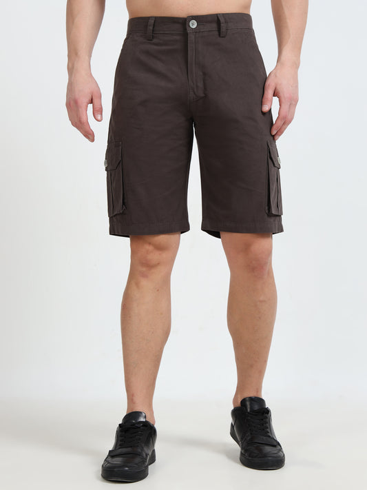 Regular Fit Men's Brown Cargo shorts