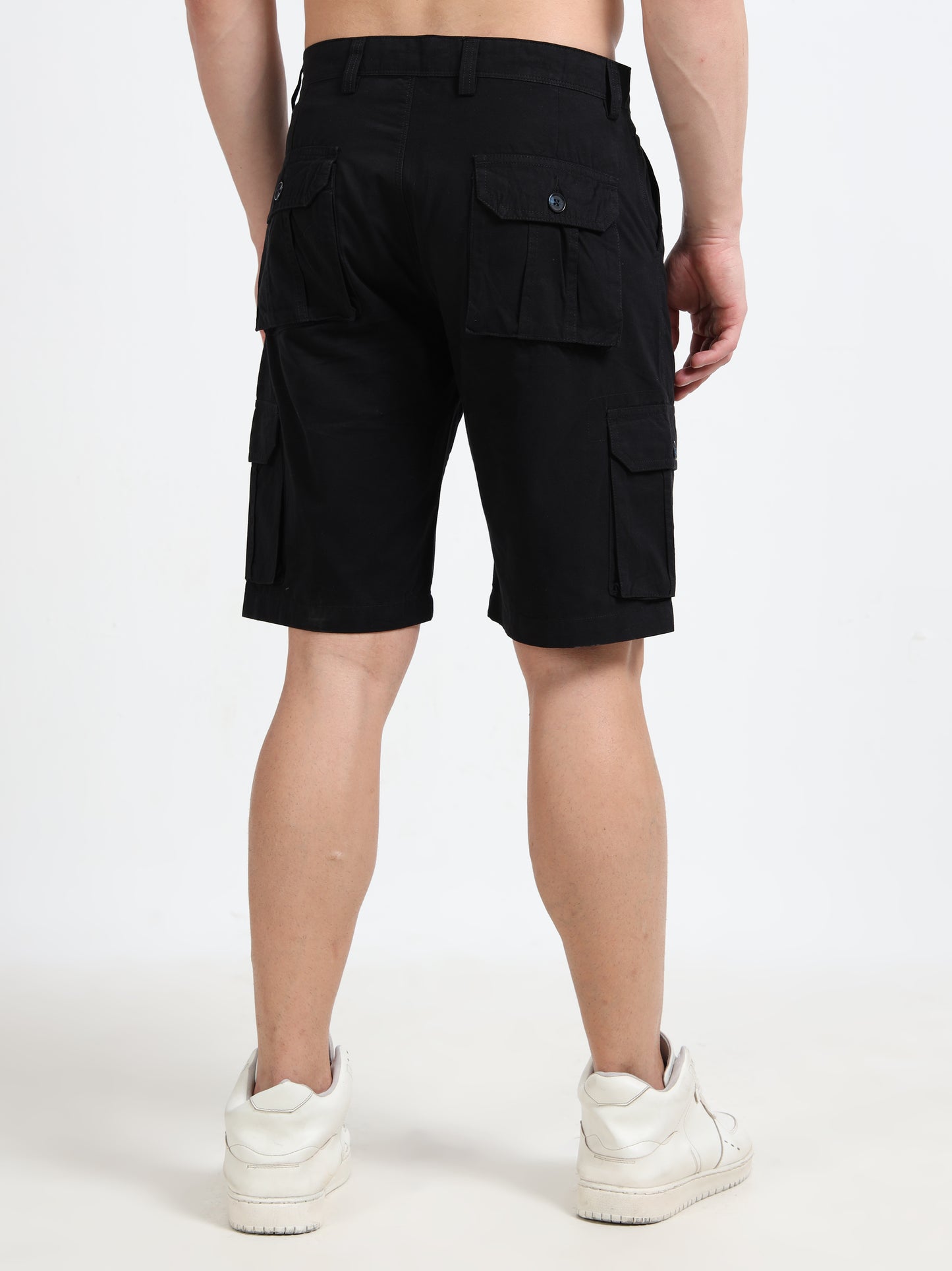 Regular Fit Men's Black Cargo shorts