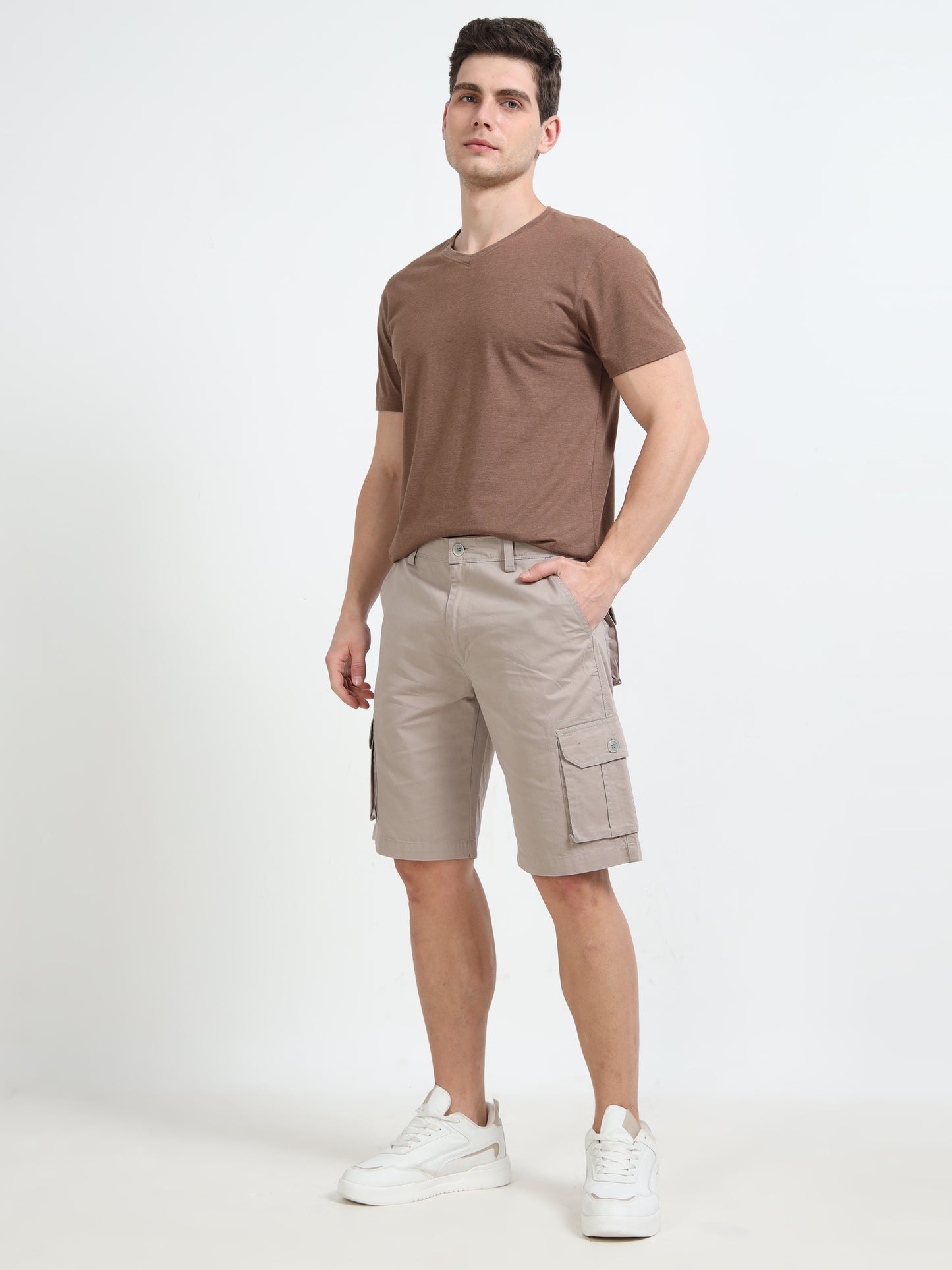 Regular Fit Grey Men's Cargo shorts