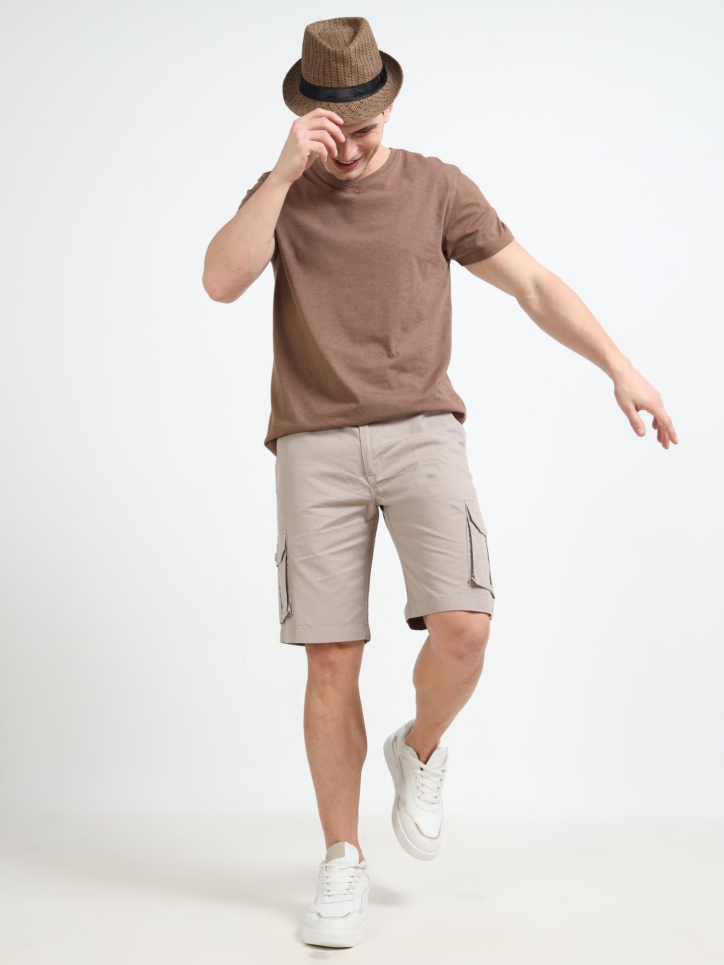 Regular Fit Grey Men's Cargo shorts