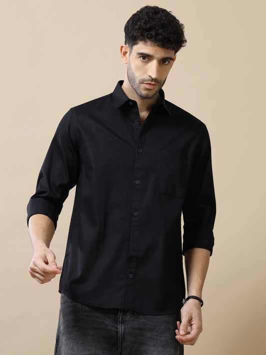 Cotton Black Shirt For Men