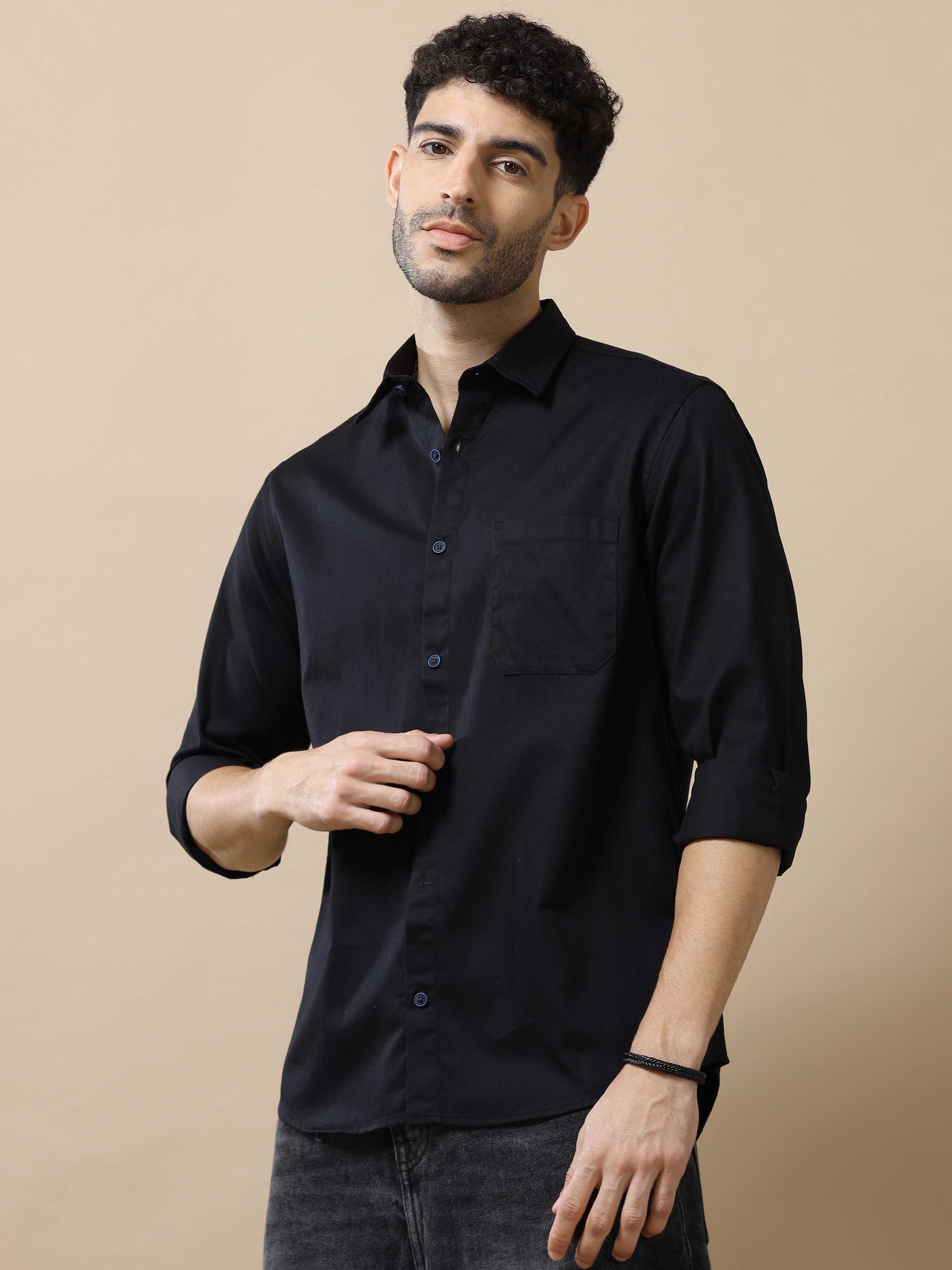 Cotton Black Shirt For Men