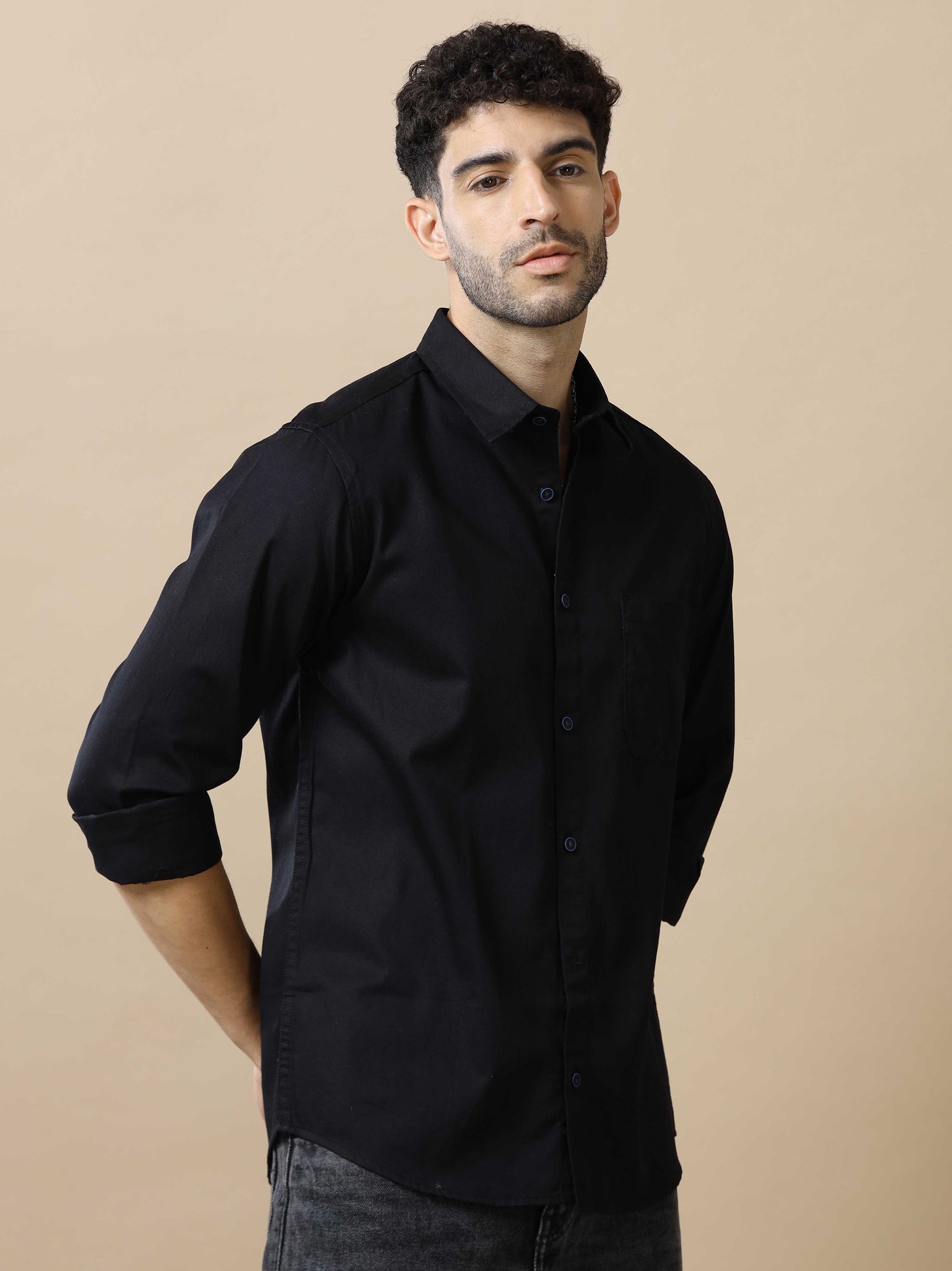 Cotton Black Shirt For Men