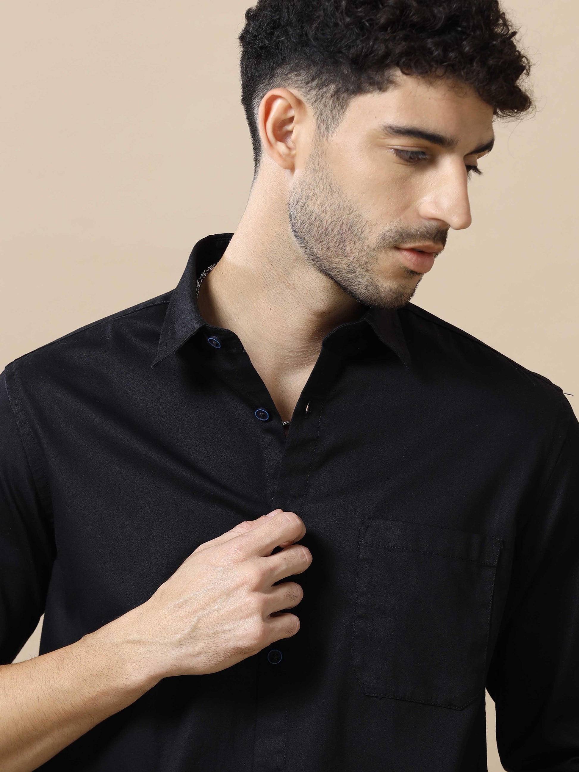 Cotton Black Shirt For Men