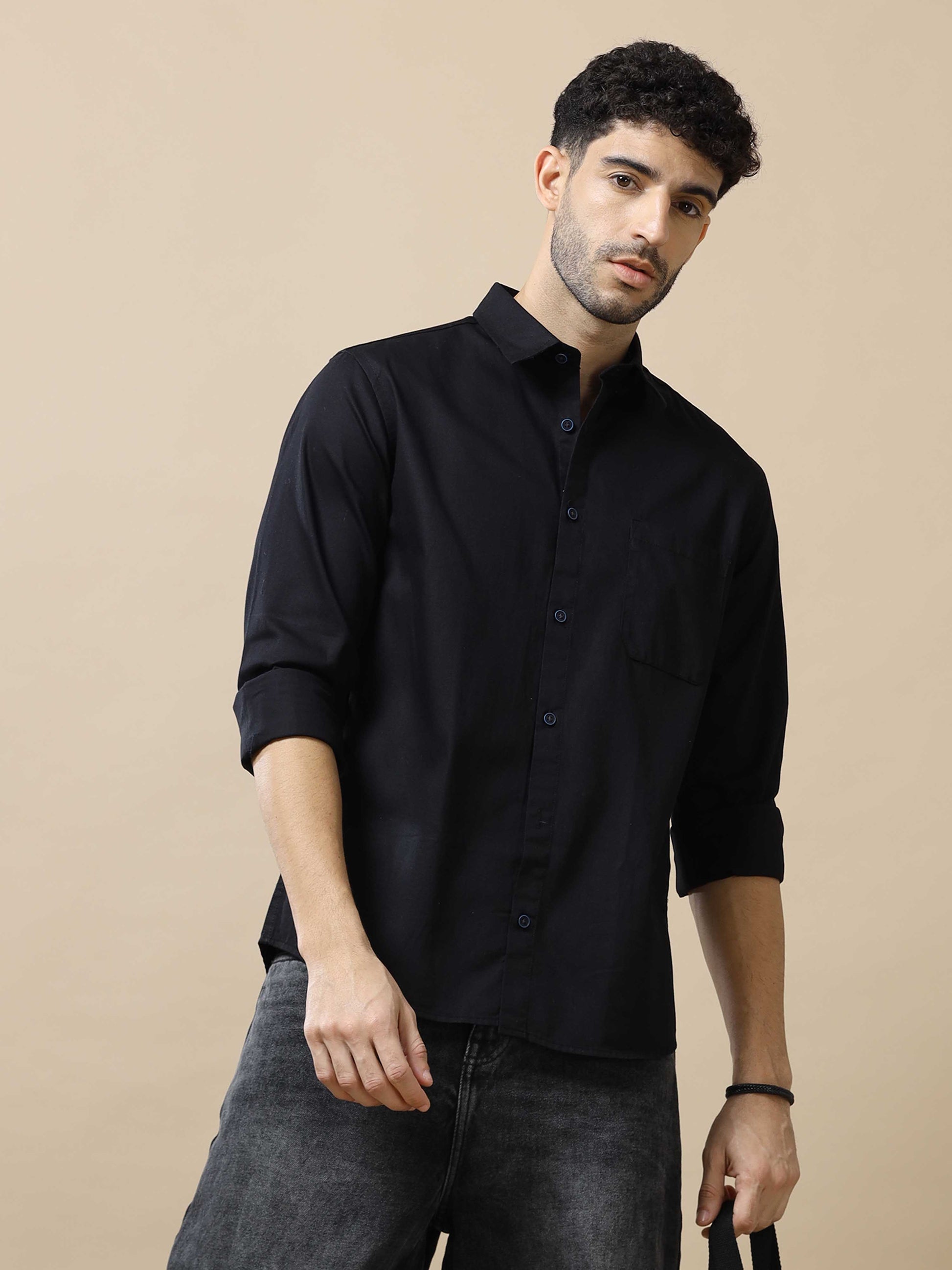 Cotton Black Shirt For Men