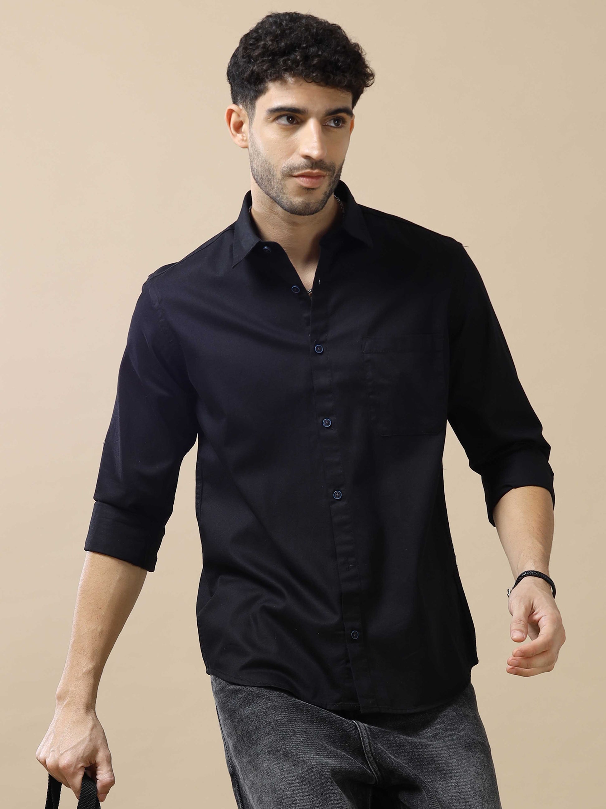 Cotton Black Shirt For Men