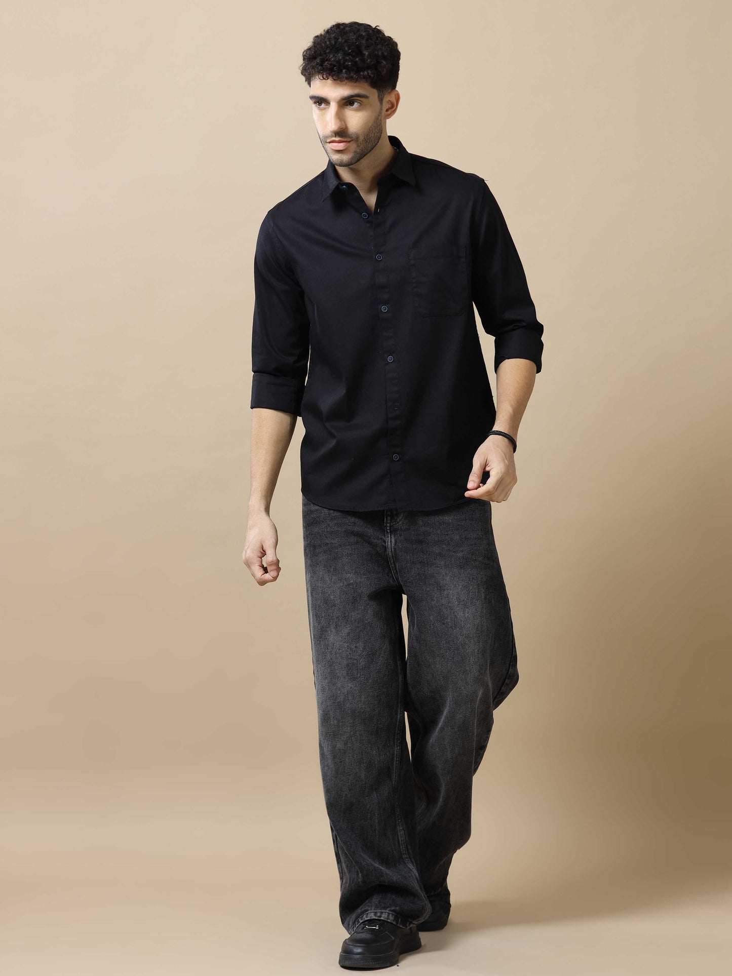Cotton Black Shirt For Men