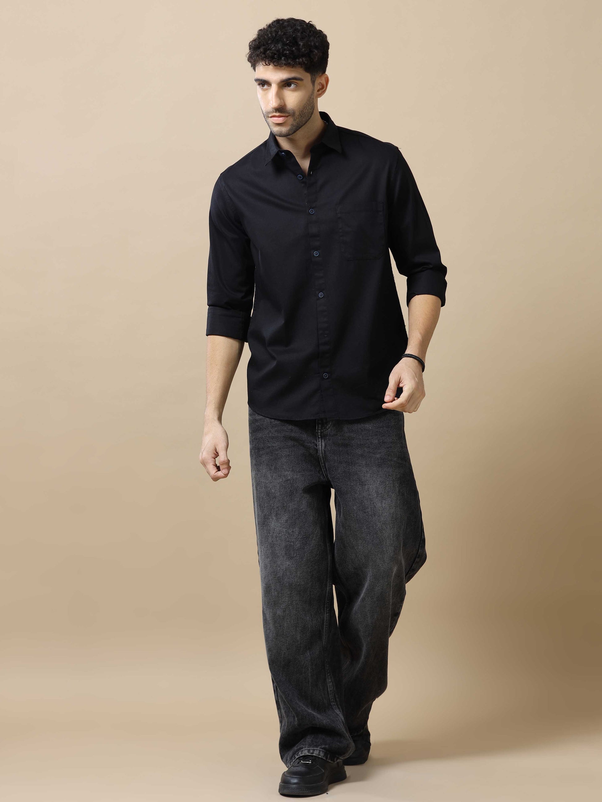 Cotton Black Shirt For Men