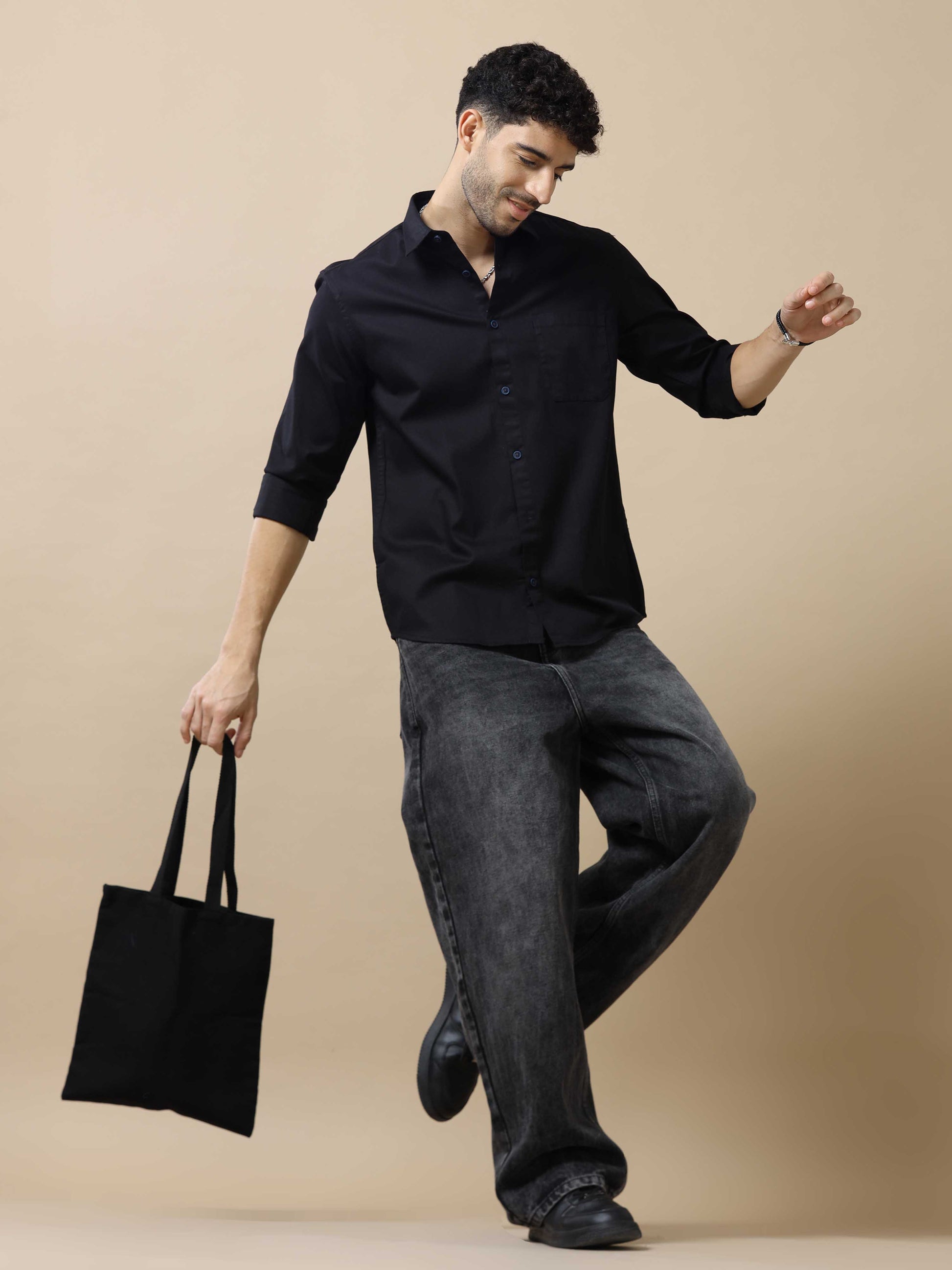 Cotton Black Shirt For Men