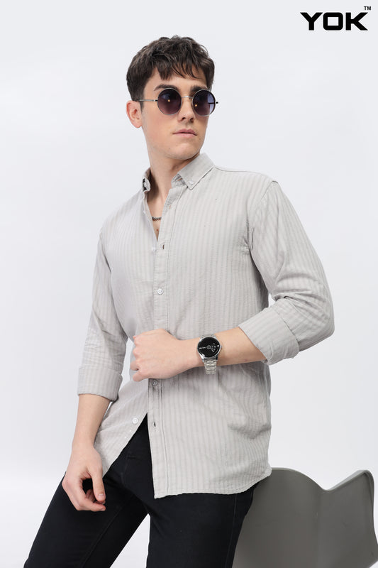 Grey Striped Shirt Men