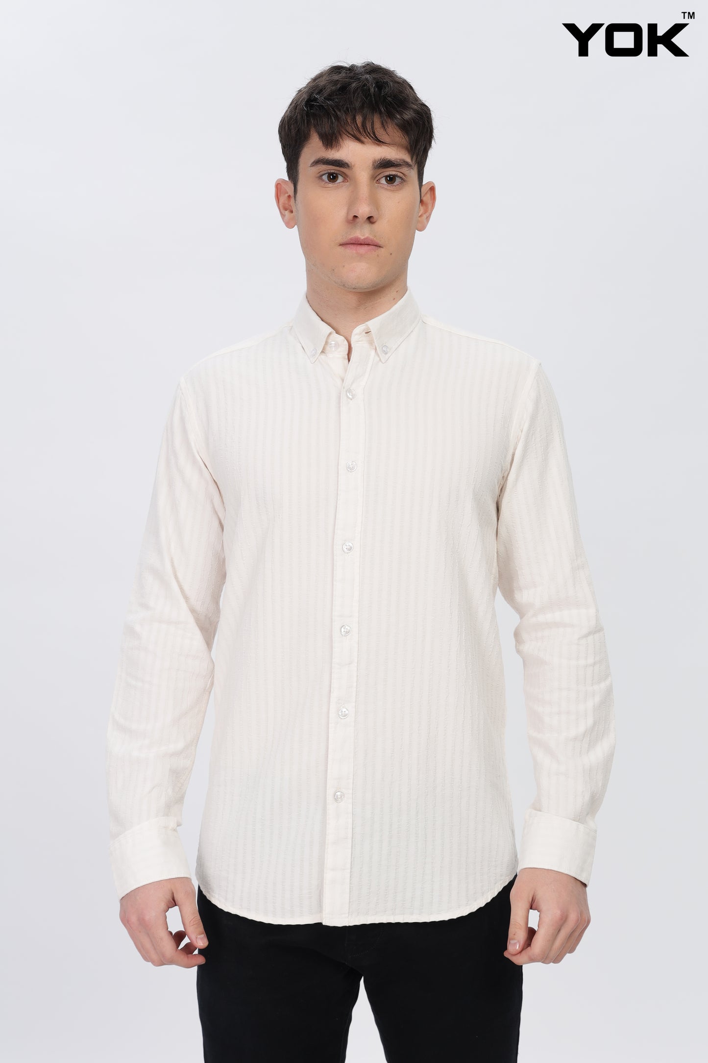 White Striped Shirt Men