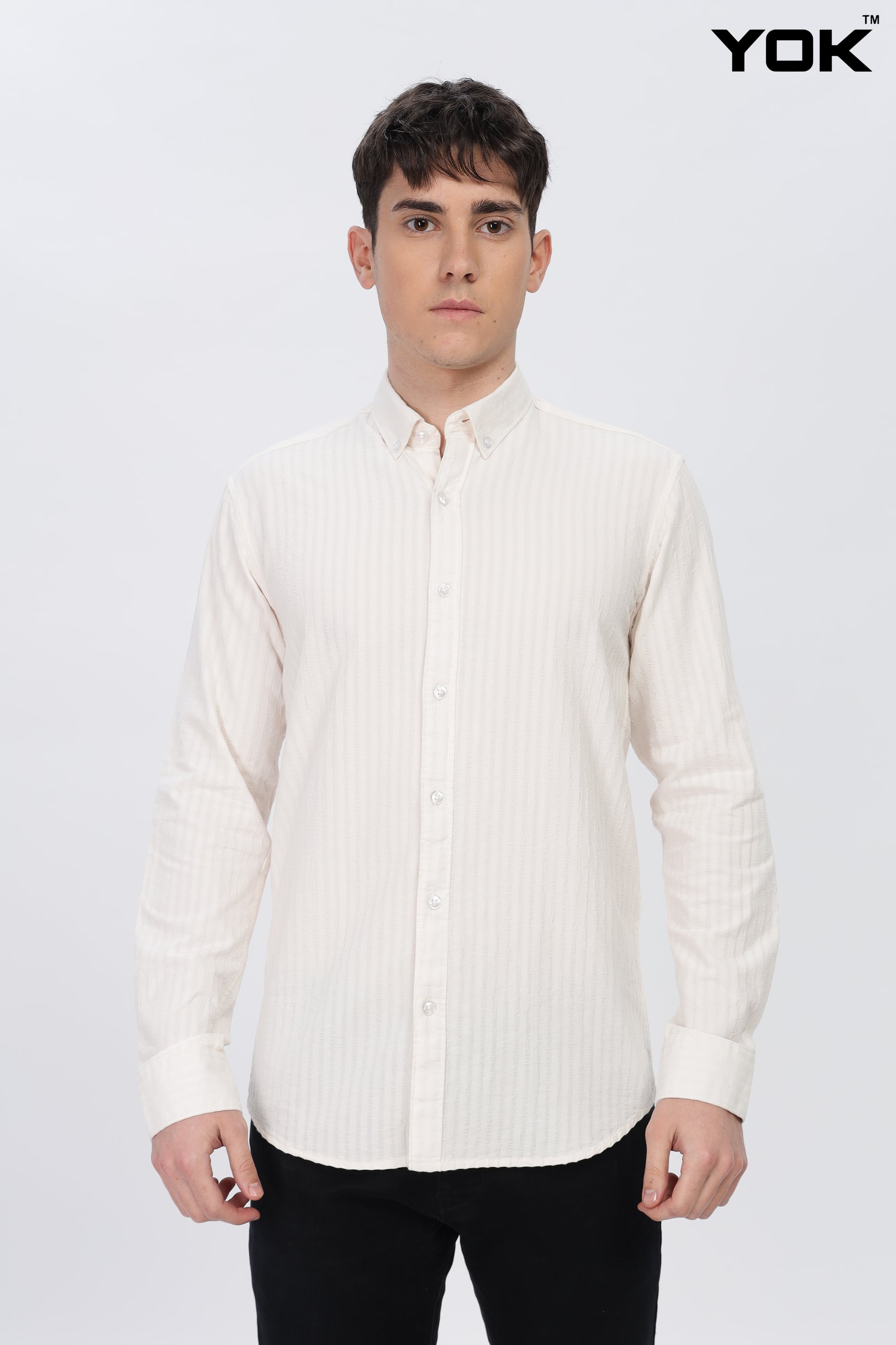 White Striped Shirt Men