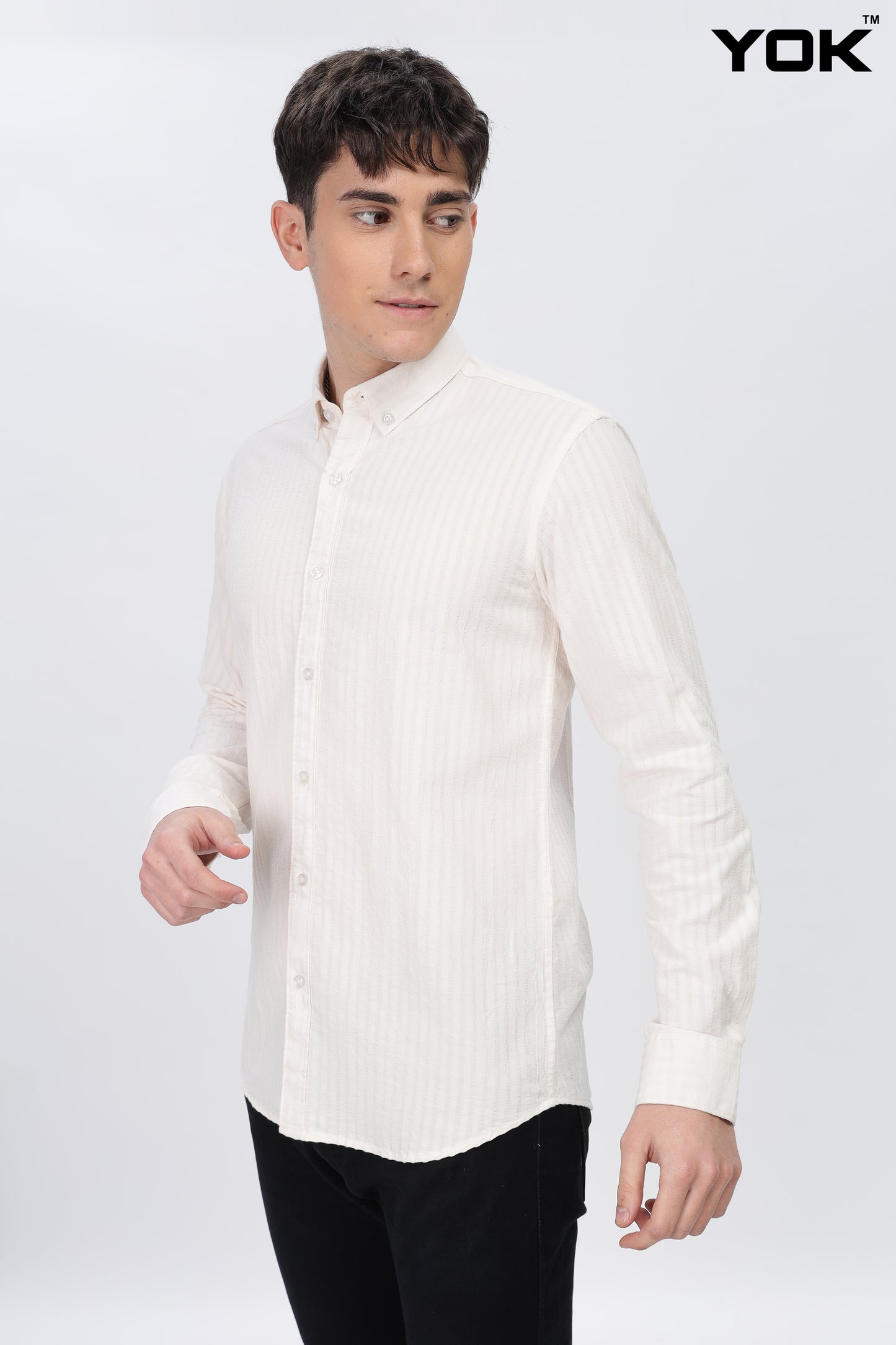 White Striped Shirt Men