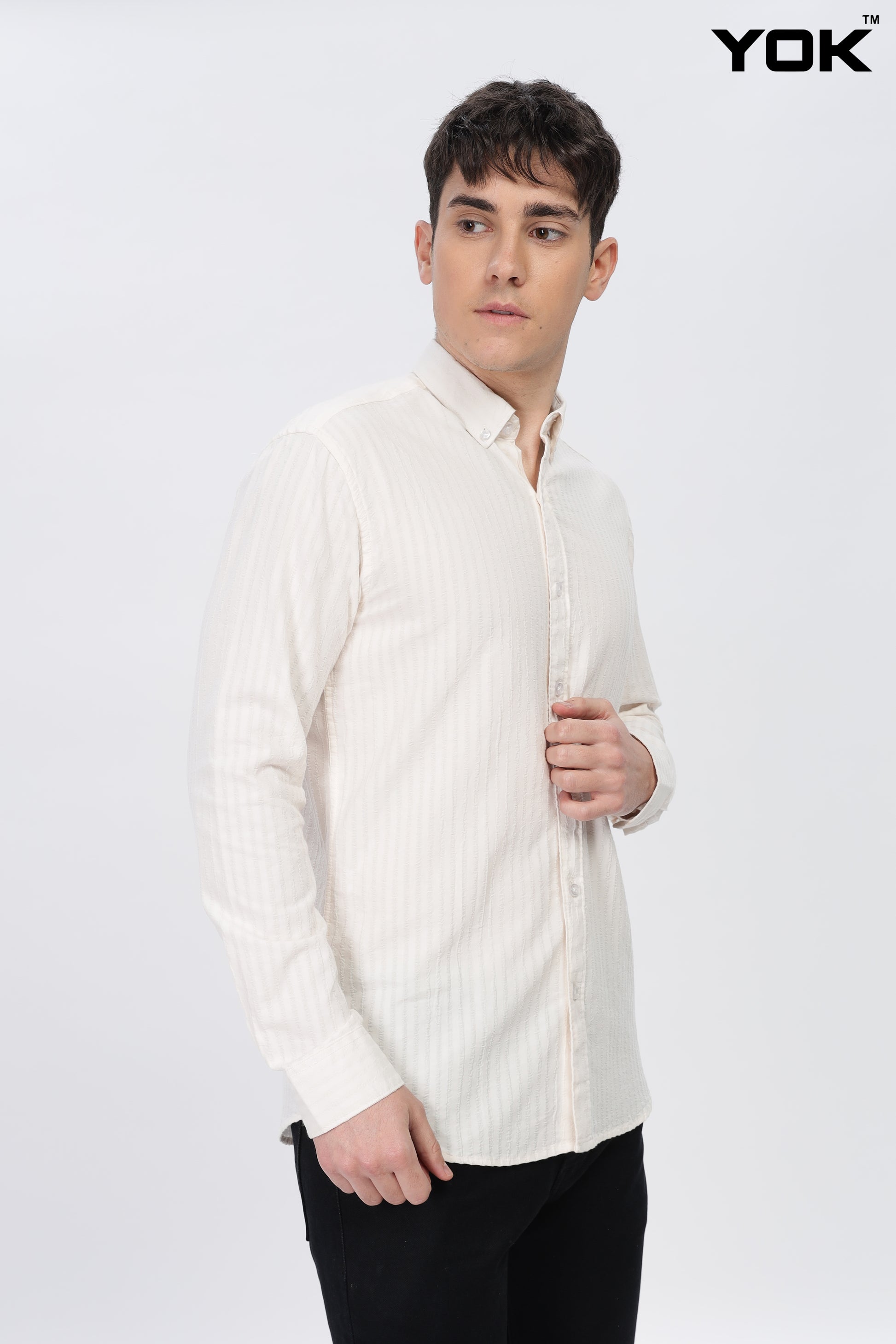 White Striped Shirt Men