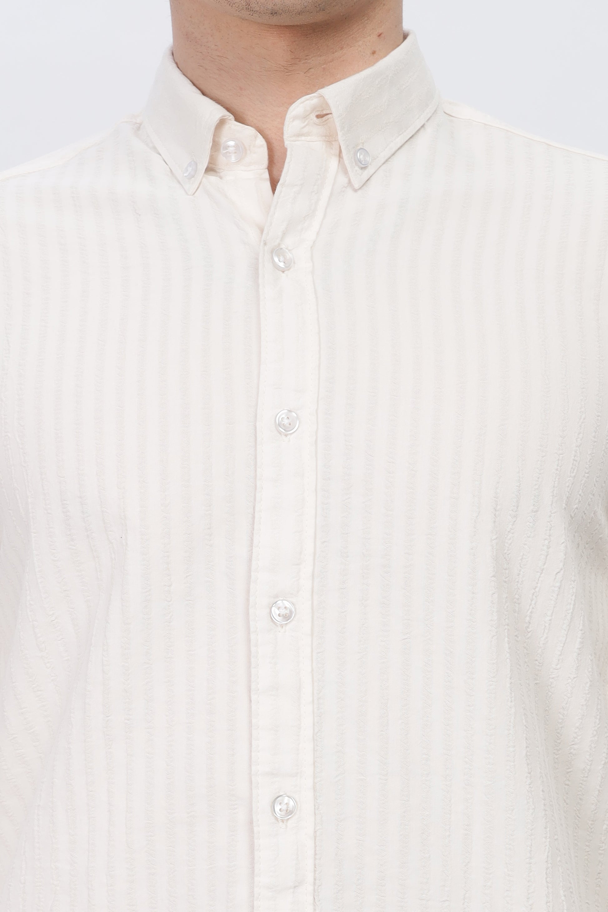 White Striped Shirt Men