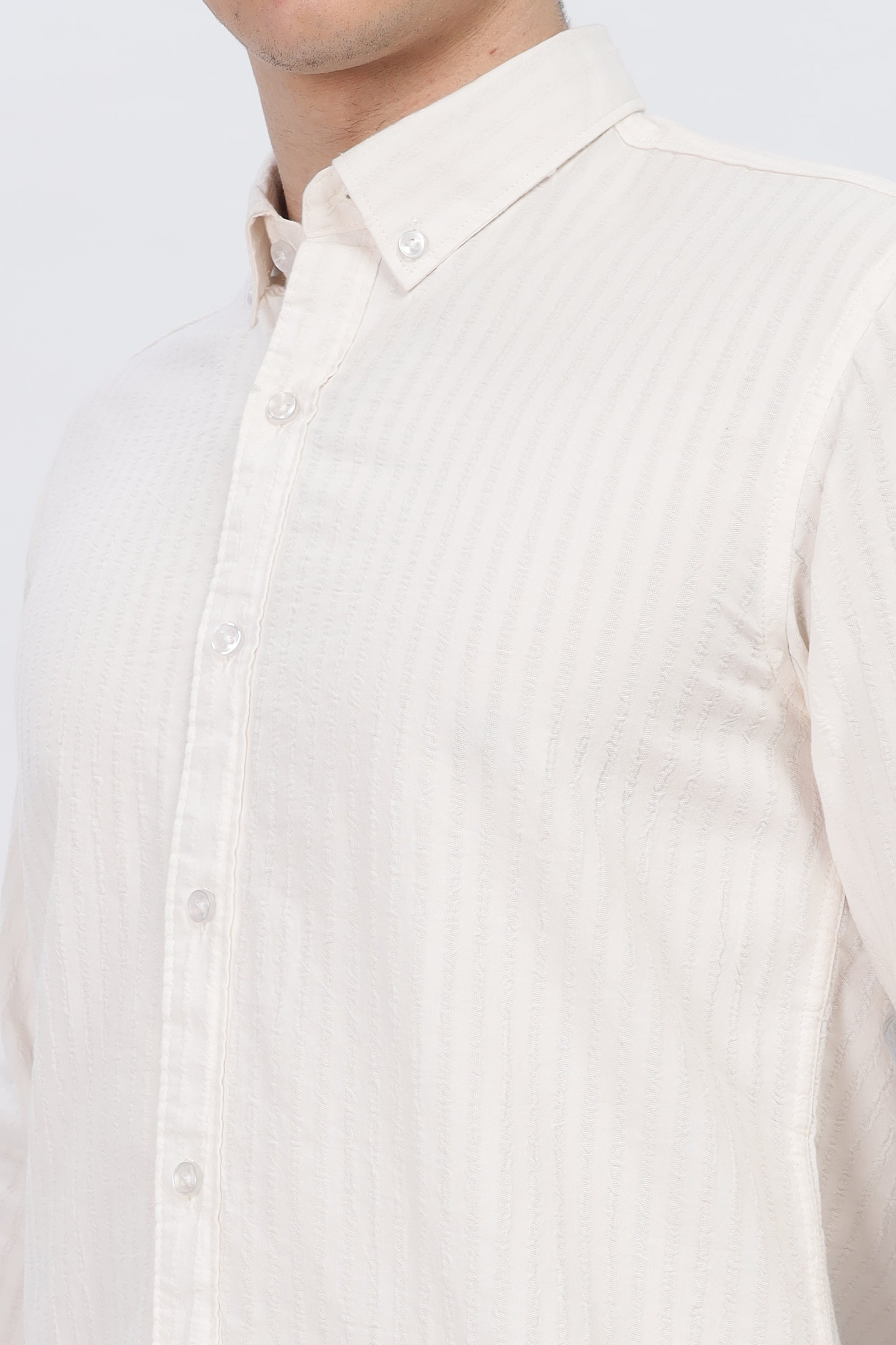 White Striped Shirt Men