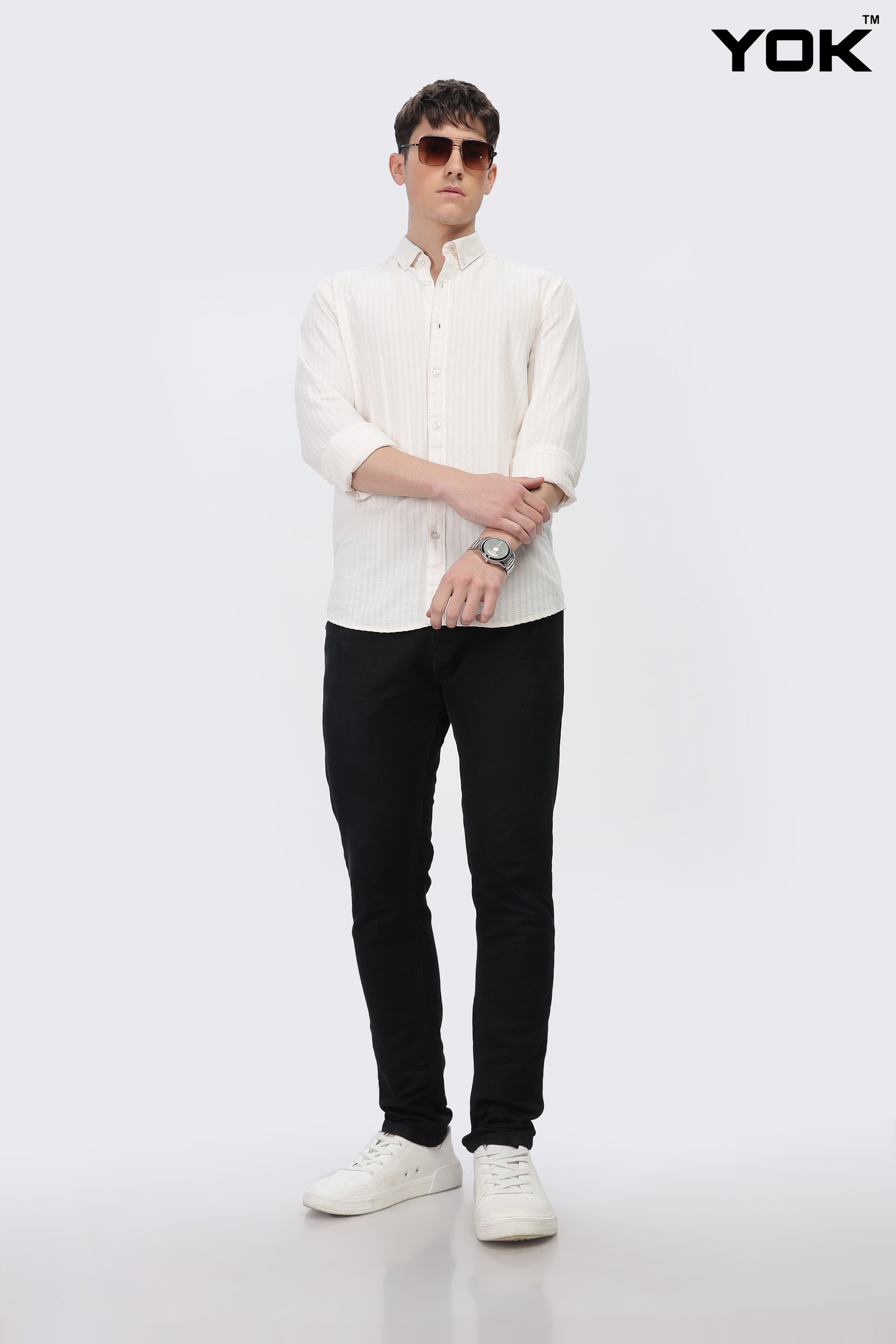 White Striped Shirt Men