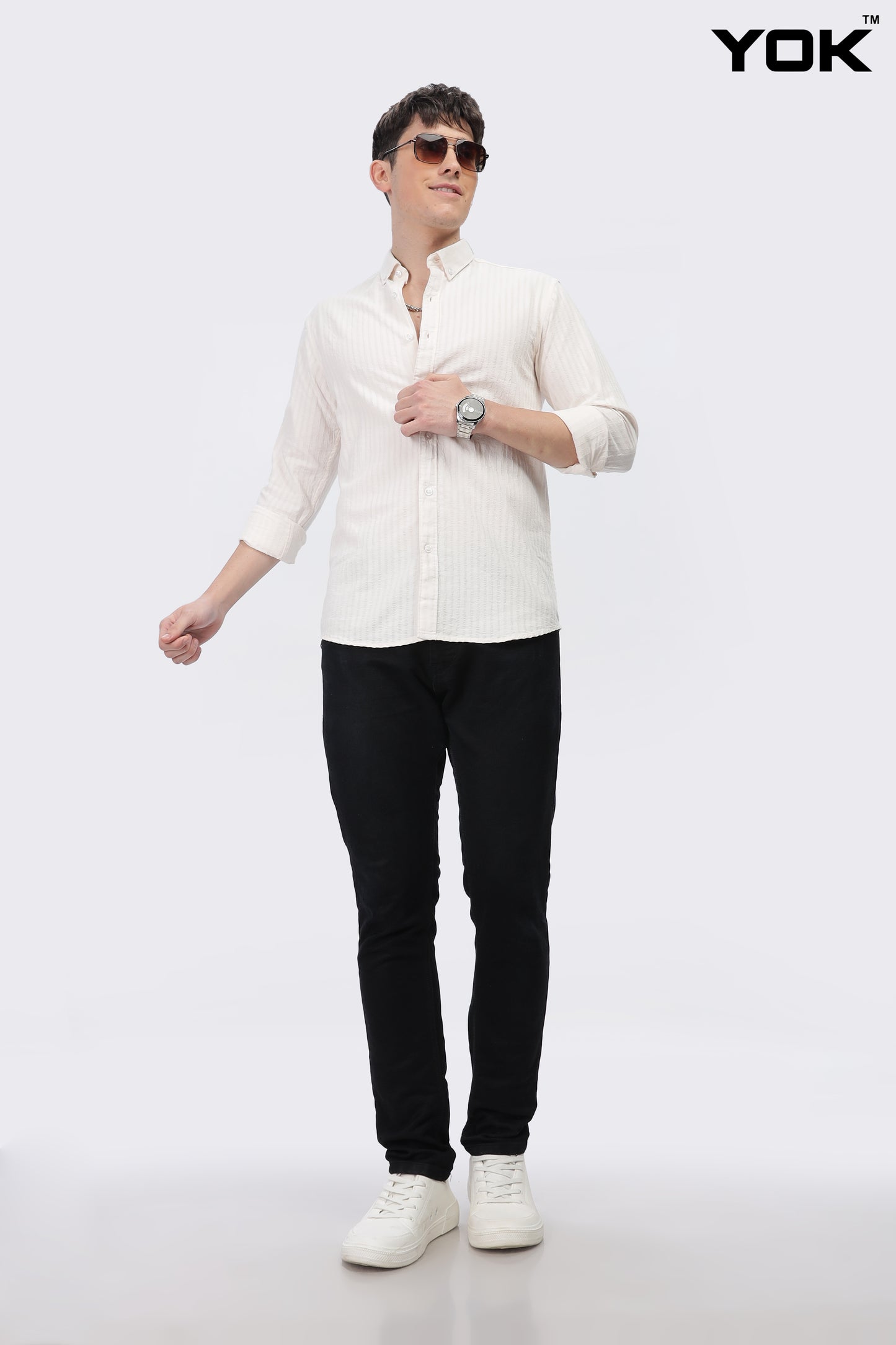 White Striped Shirt Men