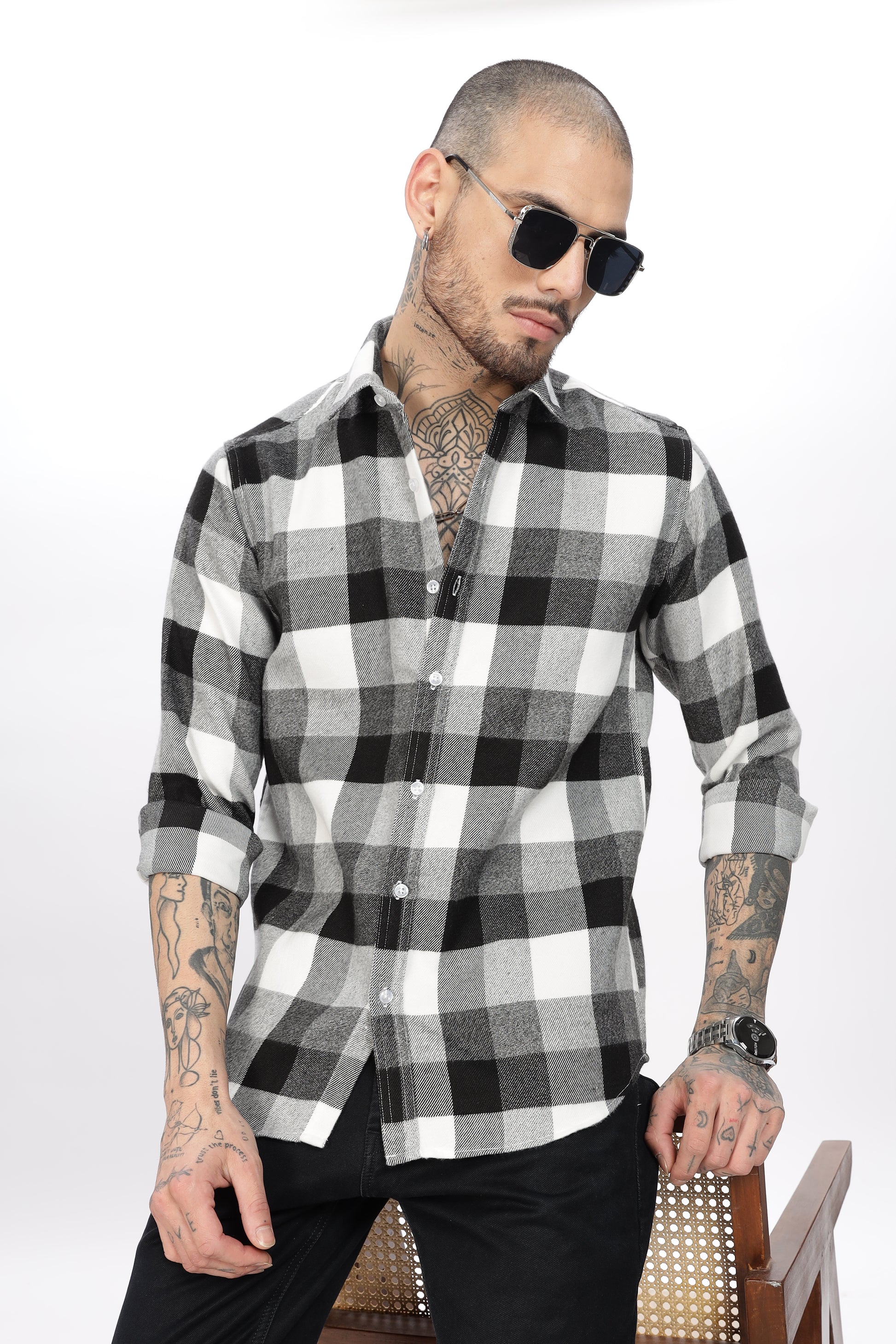 Shadow Fade Check Shirt L - Main Image