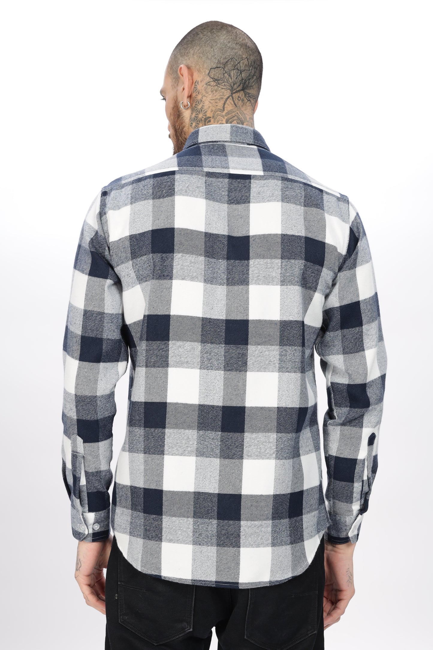 Tealish Blue White Check Shirt for Men