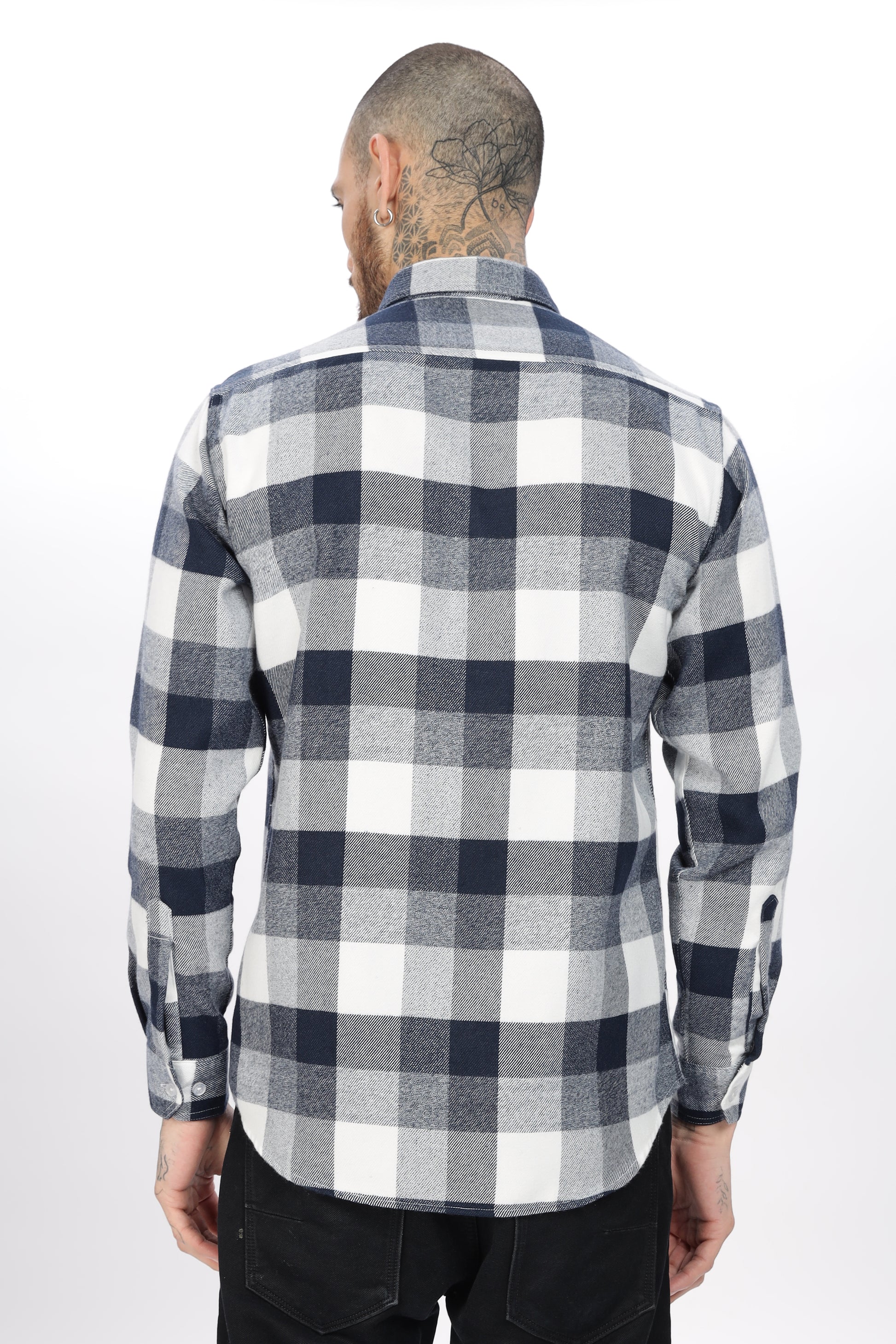 Tealish Blue White Check Shirt for Men