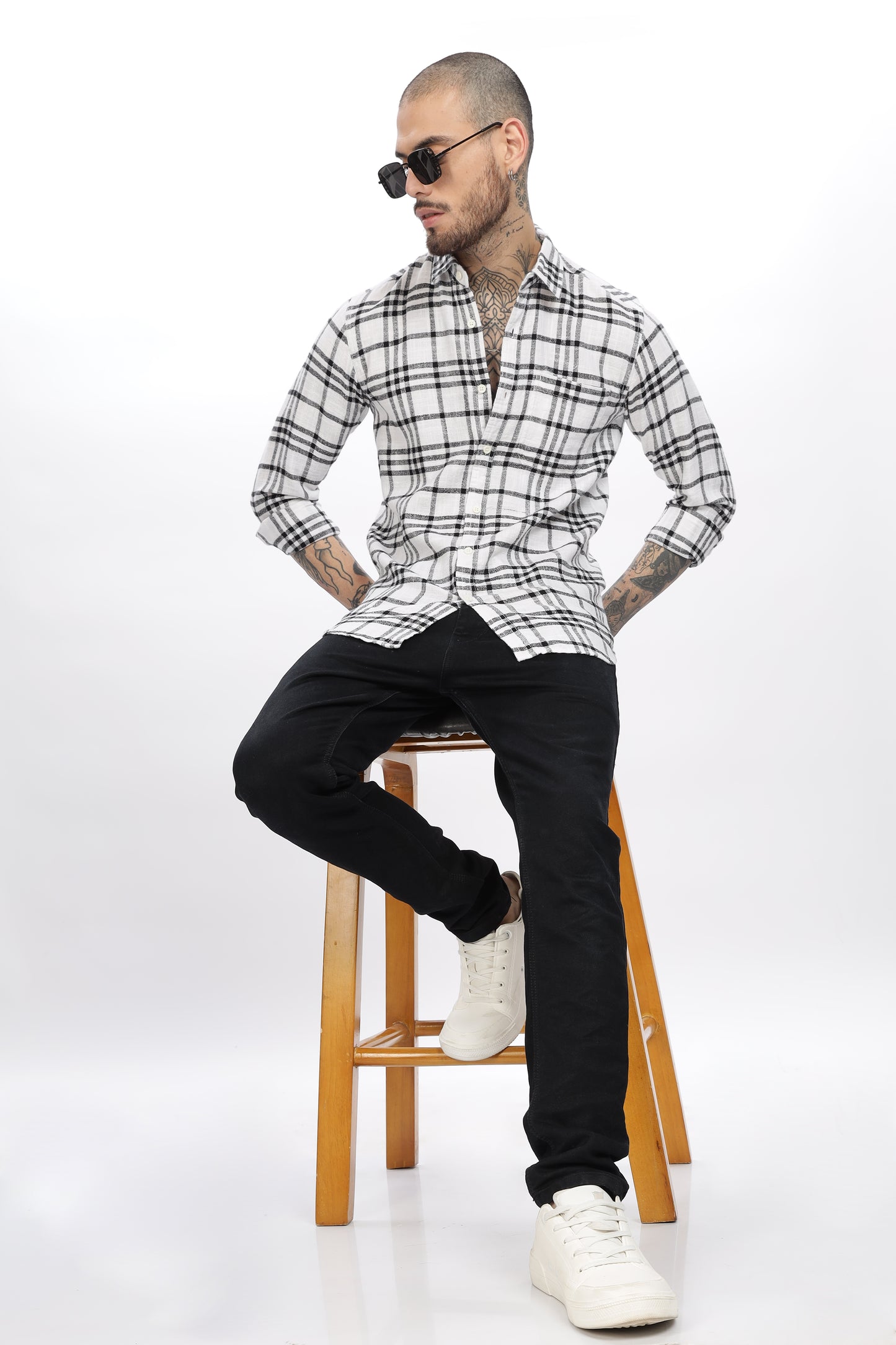 Black Check Shirt For Men