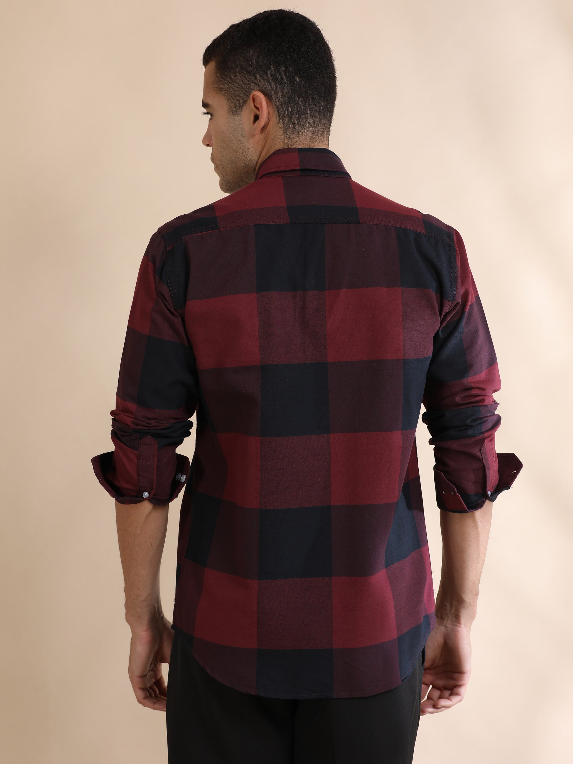 Mens Red and Black Check Shirt