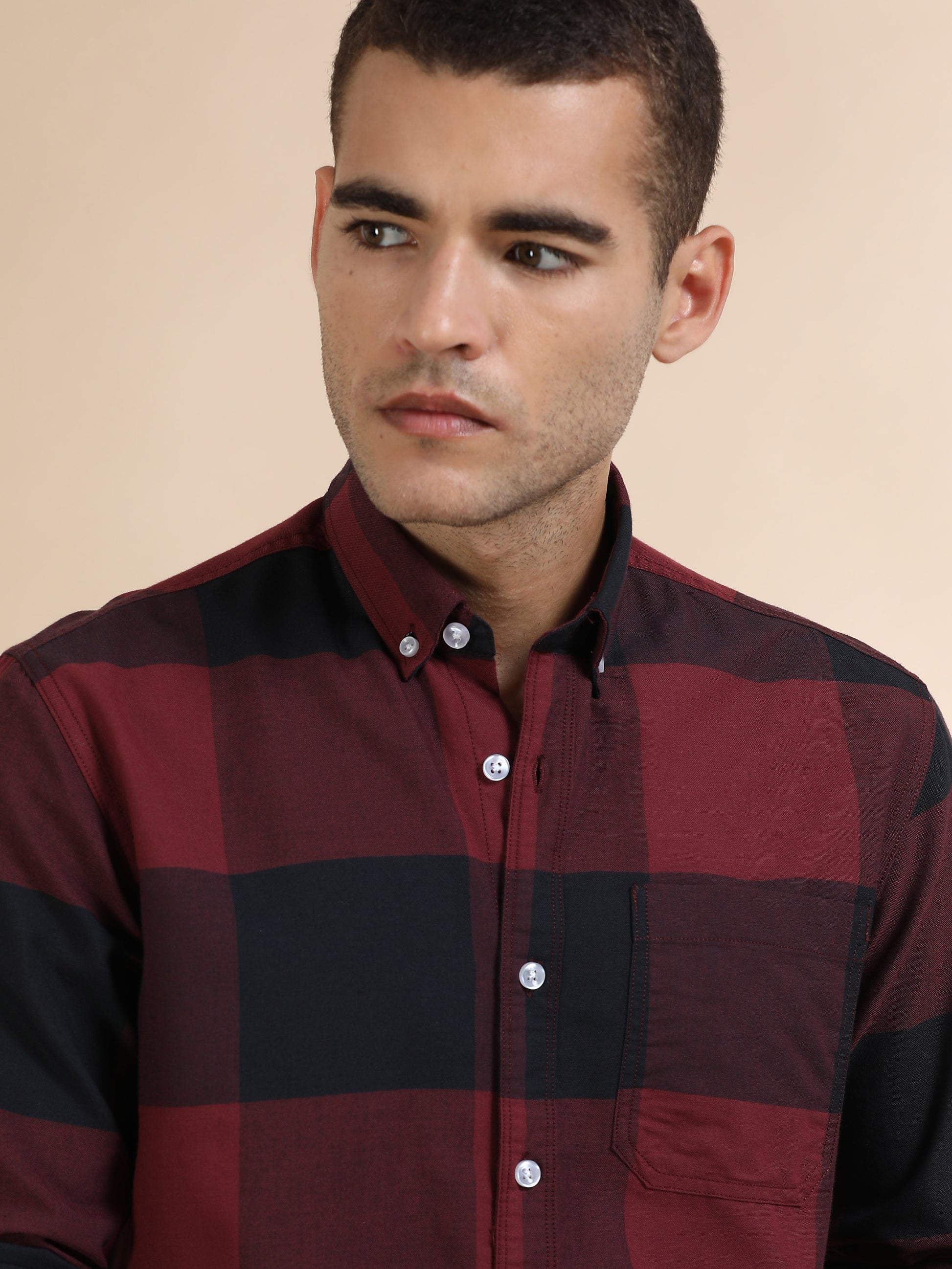 Mens Red and Black Check Shirt