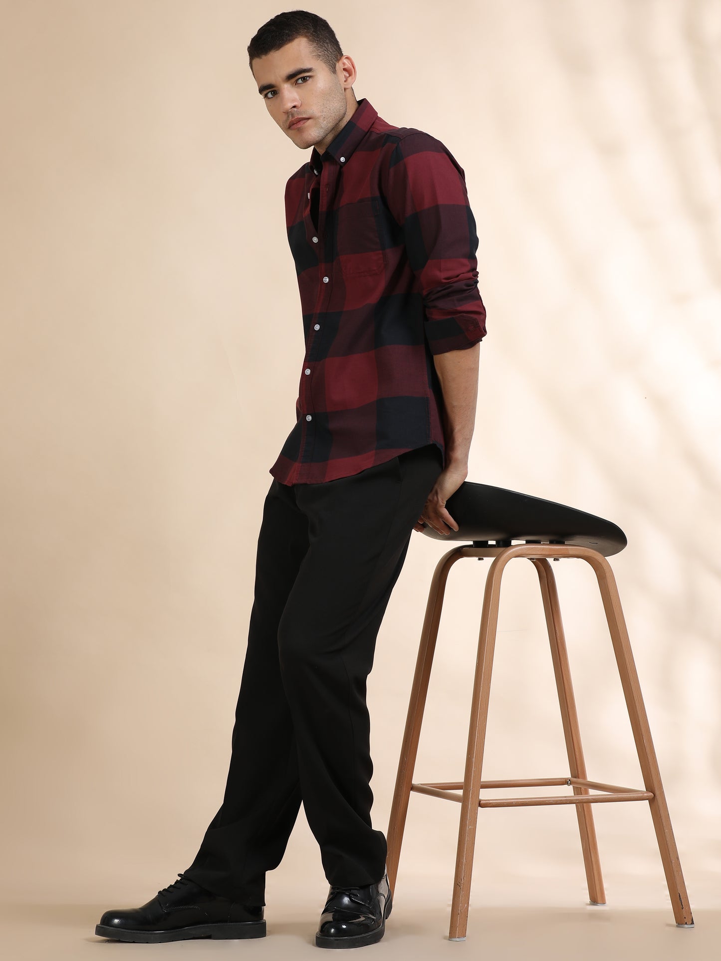 Mens Red and Black Check Shirt
