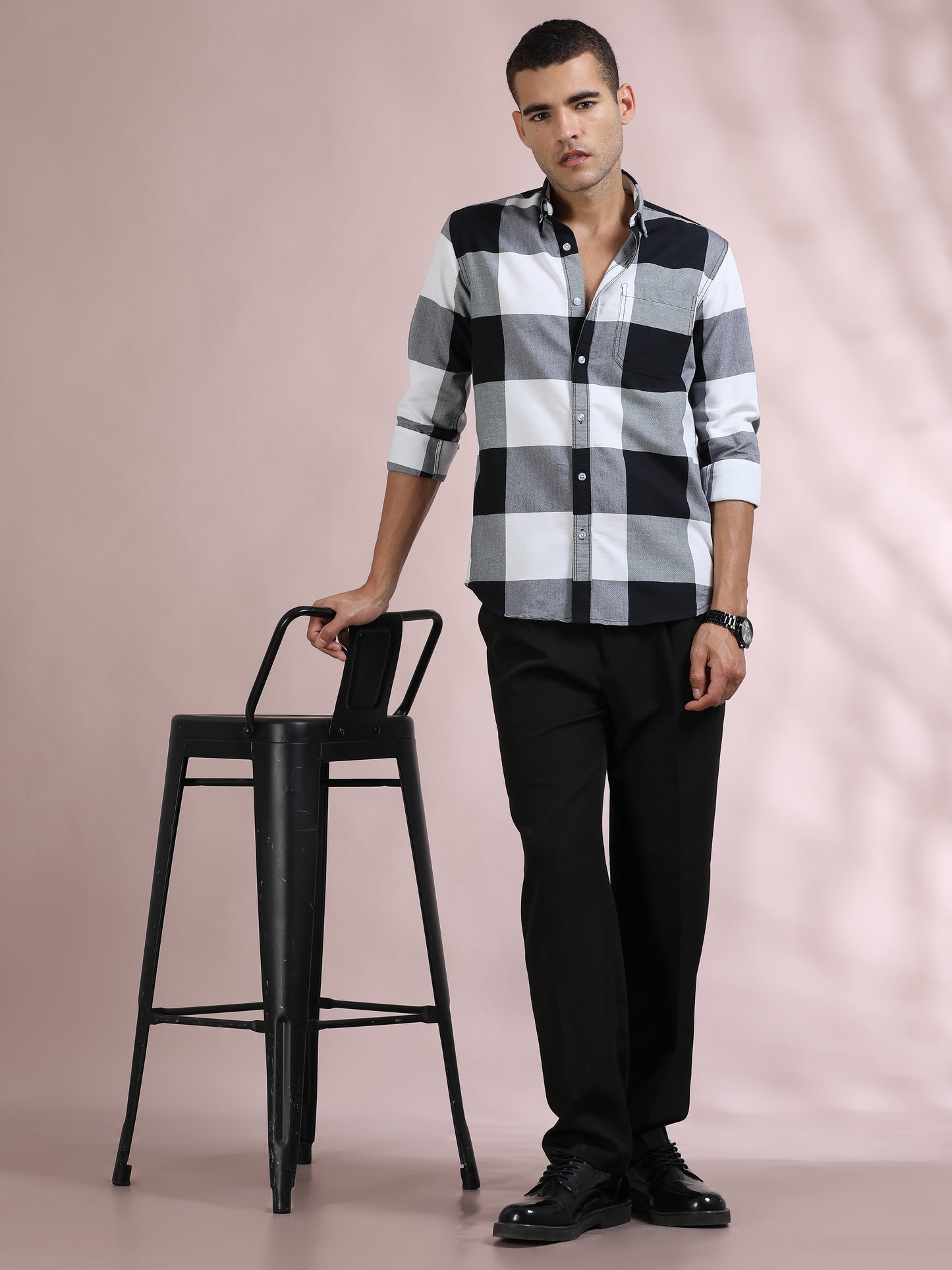 Black and White Check Shirt for Men