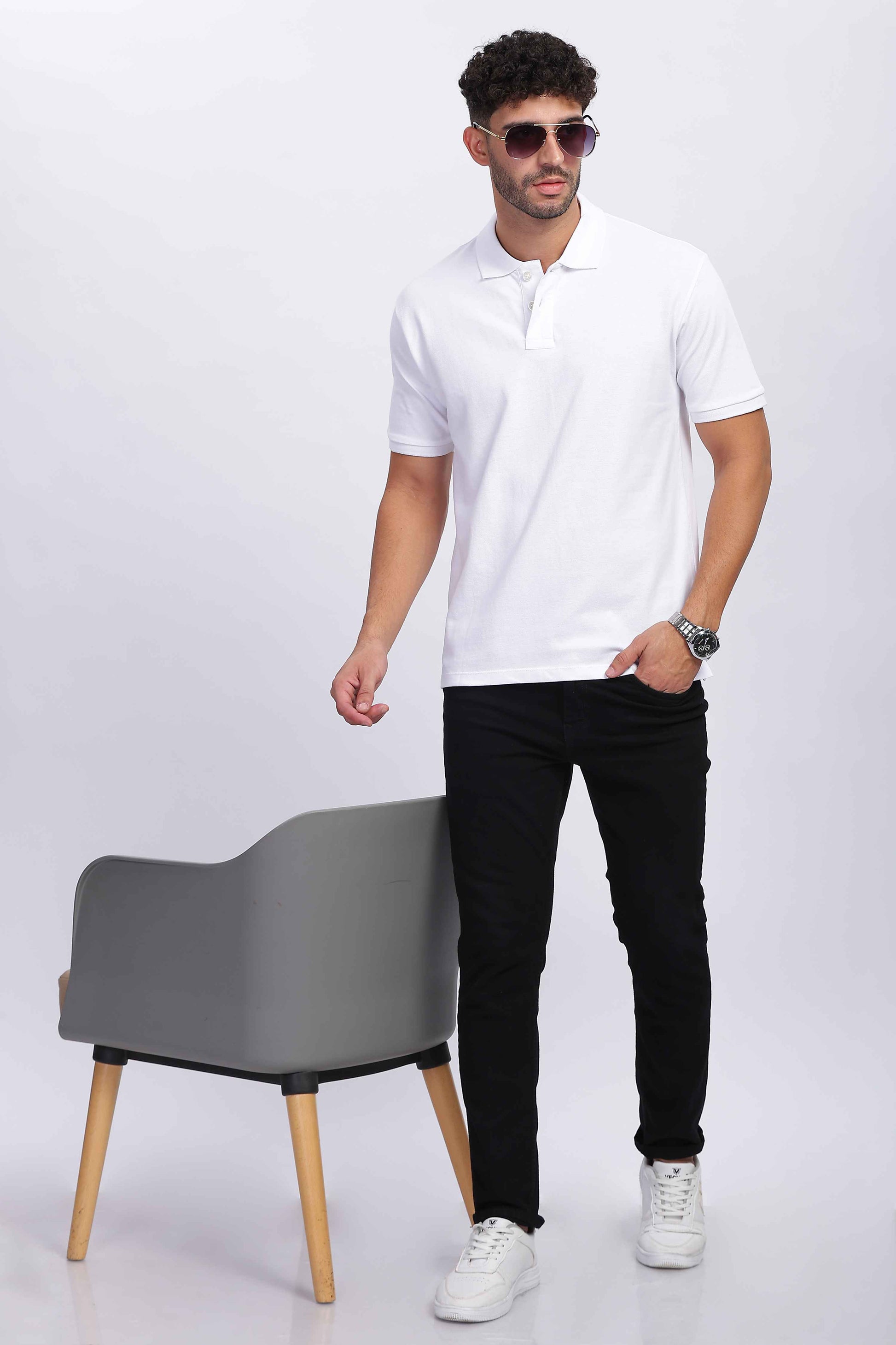 Cotton White Polo T Shirt for men 