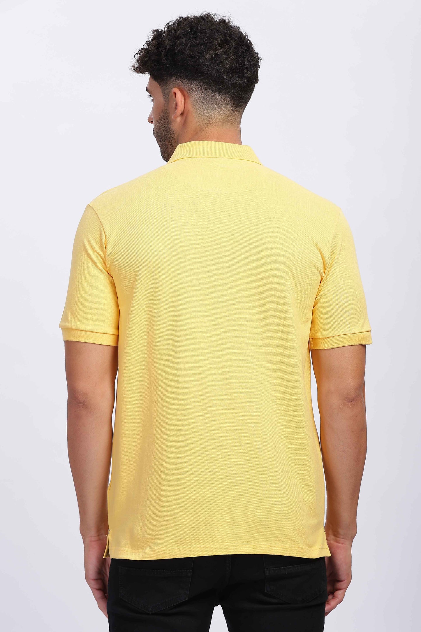 Cotton Yellow Polo T Shirt for Men