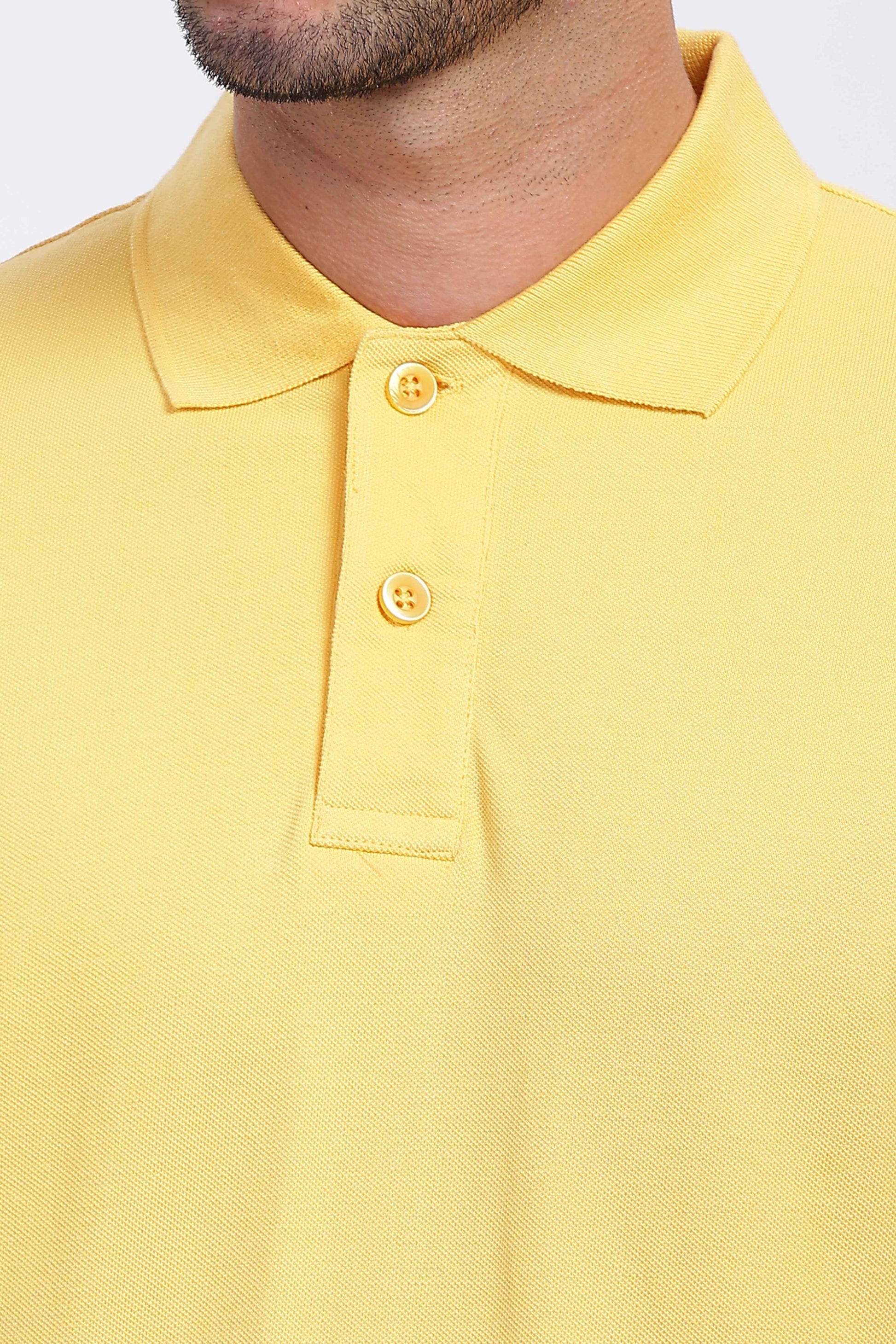 Cotton Yellow Polo T Shirt for Men