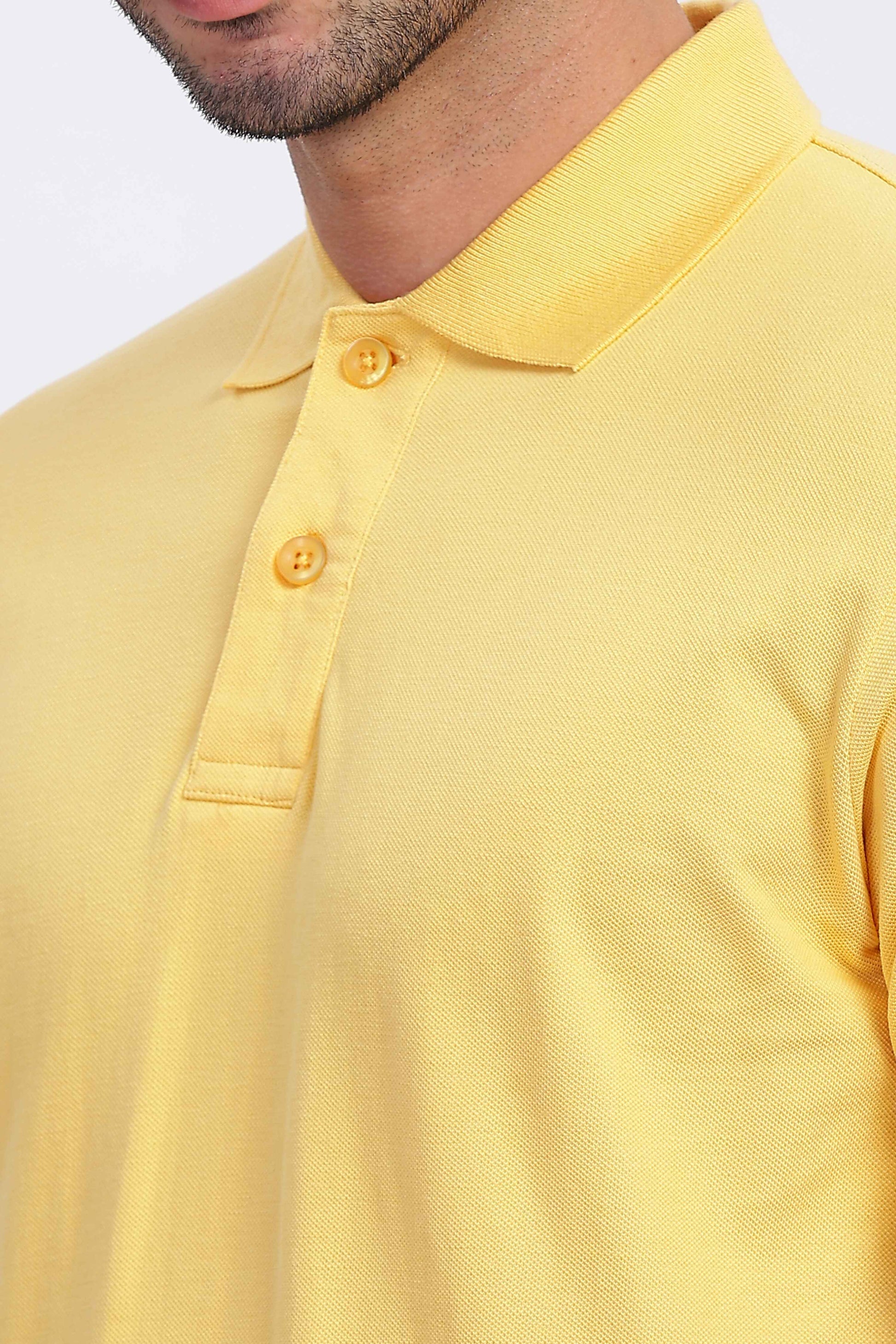 Cotton Yellow Polo T Shirt for Men