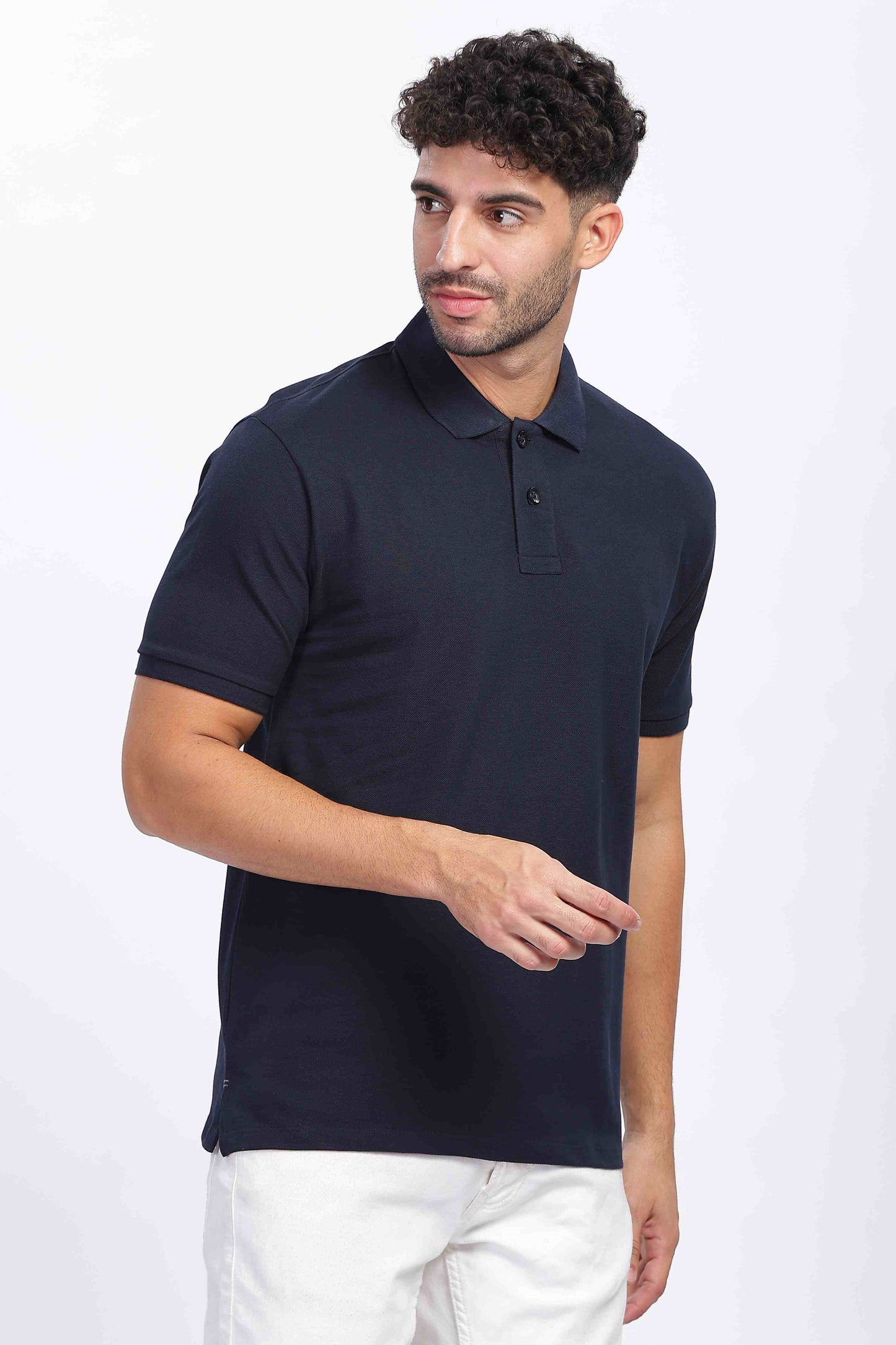 Cotton Navy Blue Polo T Shirt for Men