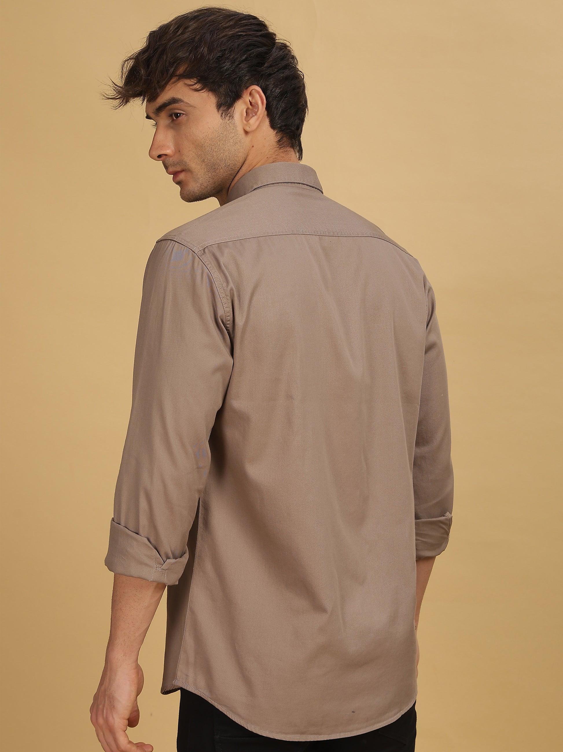 Double Pocket Light Brown Shirt for Men