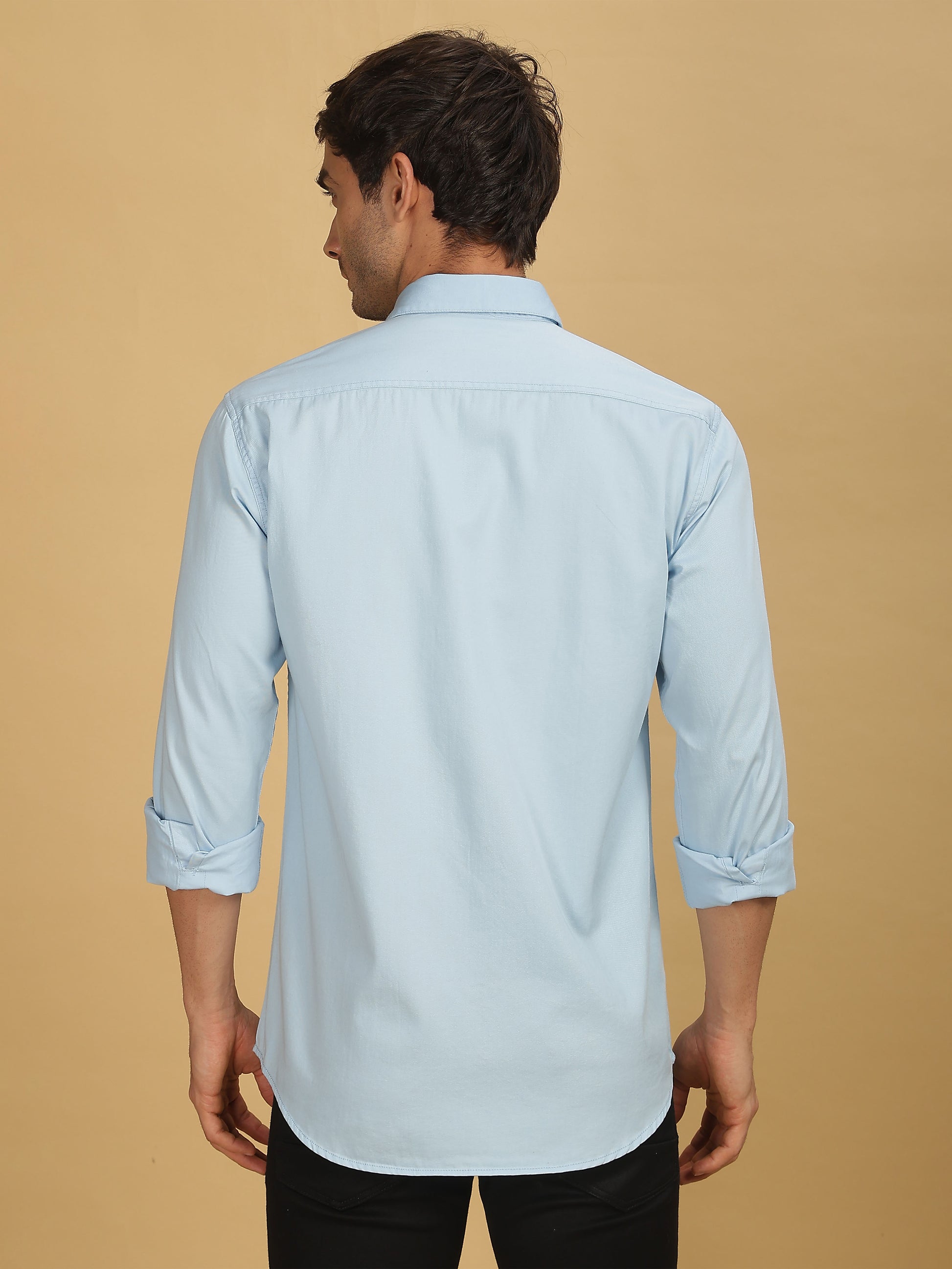 Double Pocket Sky Blue Colour Shirt for Men