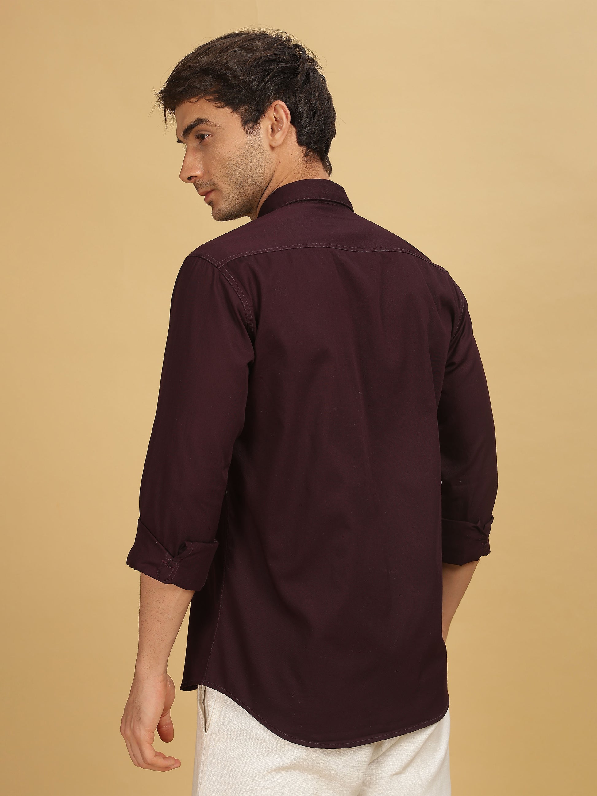 Double Pocket Maroon Colour Shirt for Men