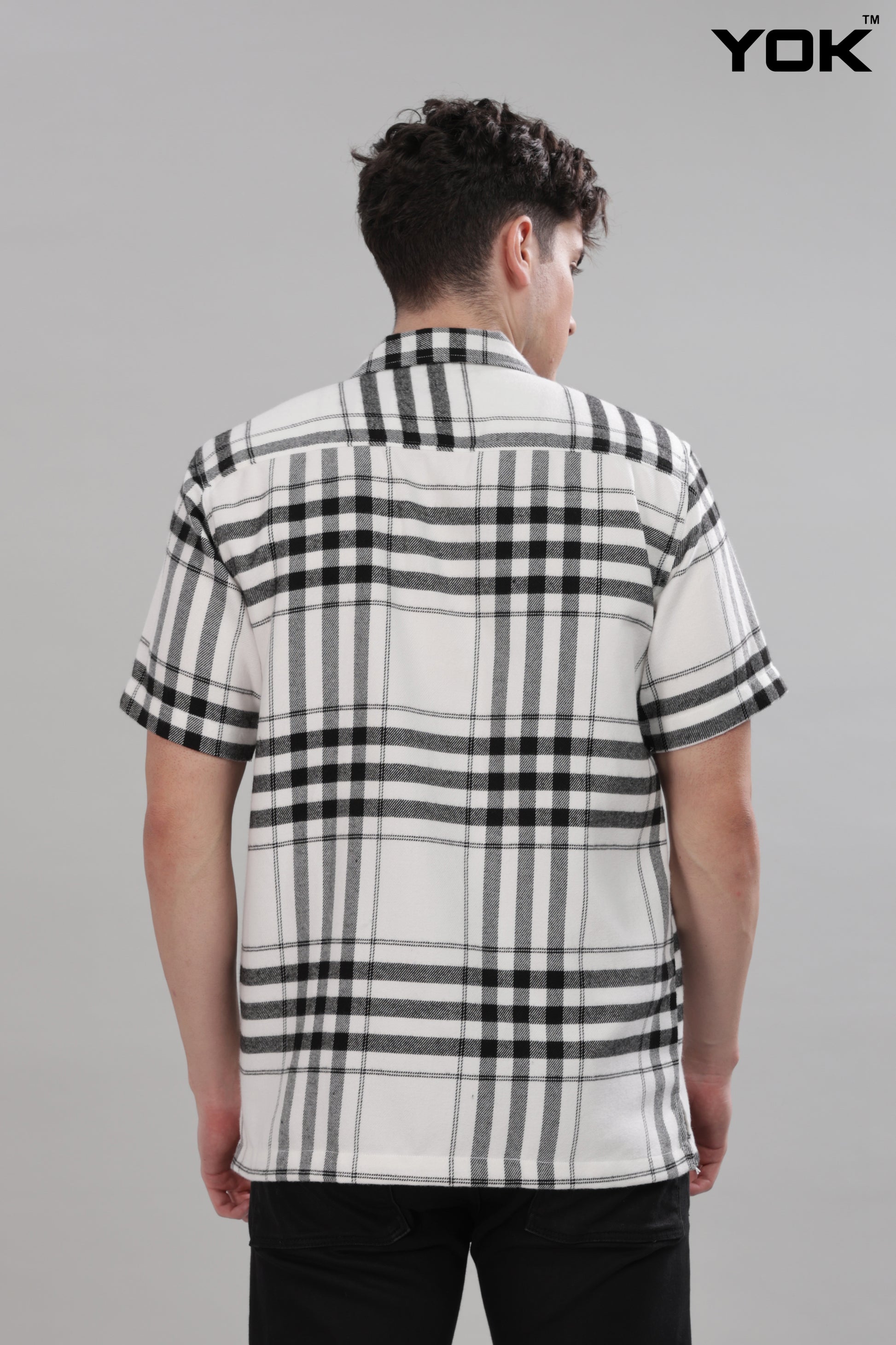 Mens Grey White Check Shirt