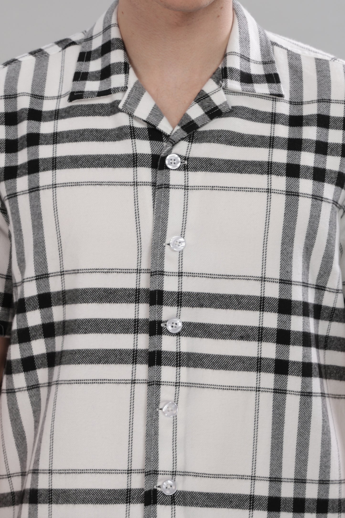 Mens Grey White Check Shirt
