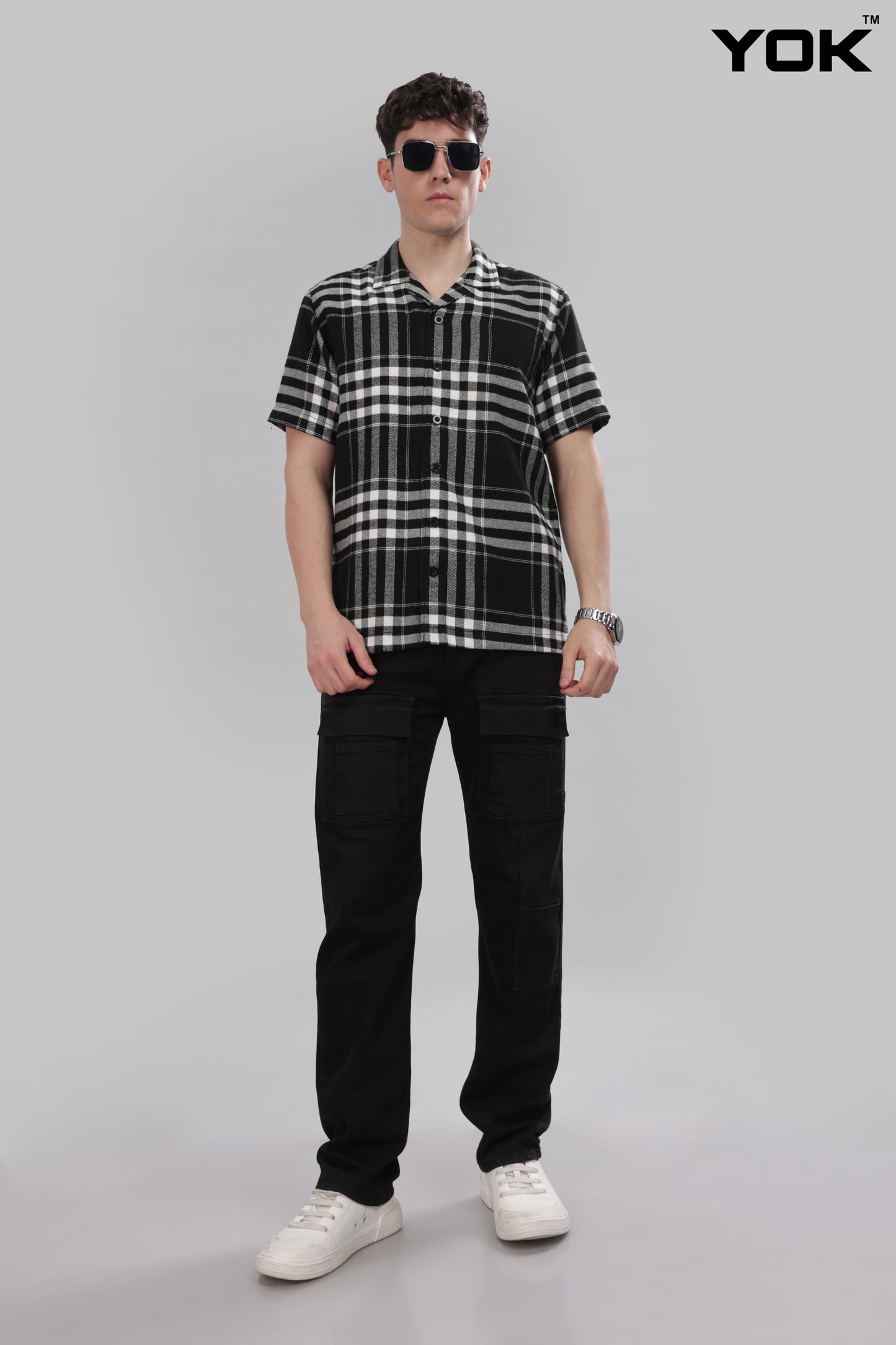 Black and Grey Check Shirt For Men