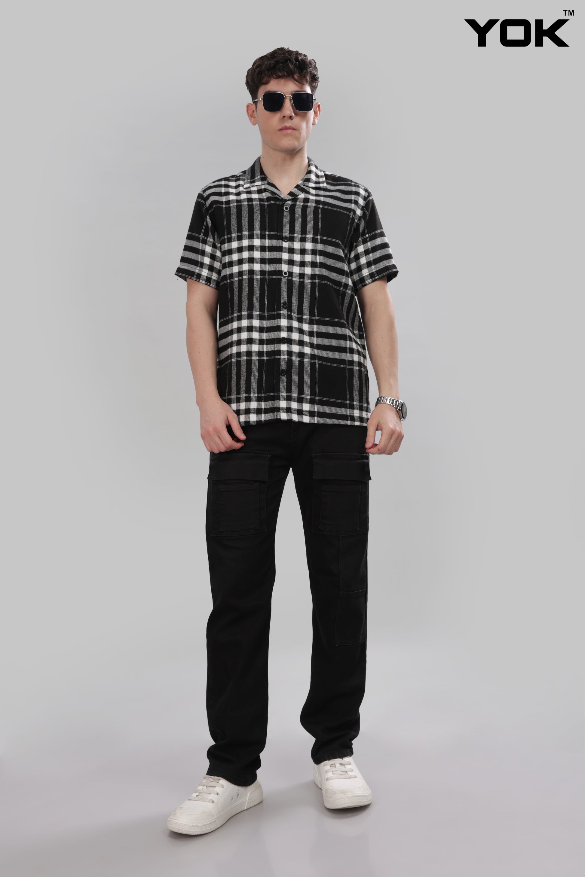 Black and Grey Check Shirt For Men