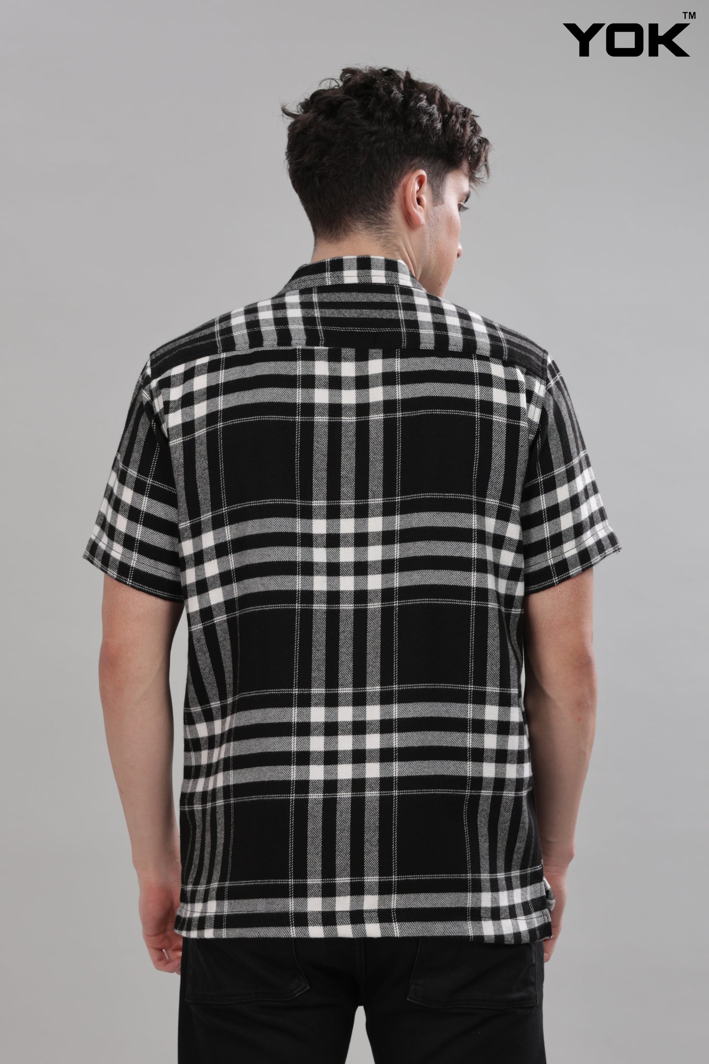 Black and Grey Check Shirt For Men