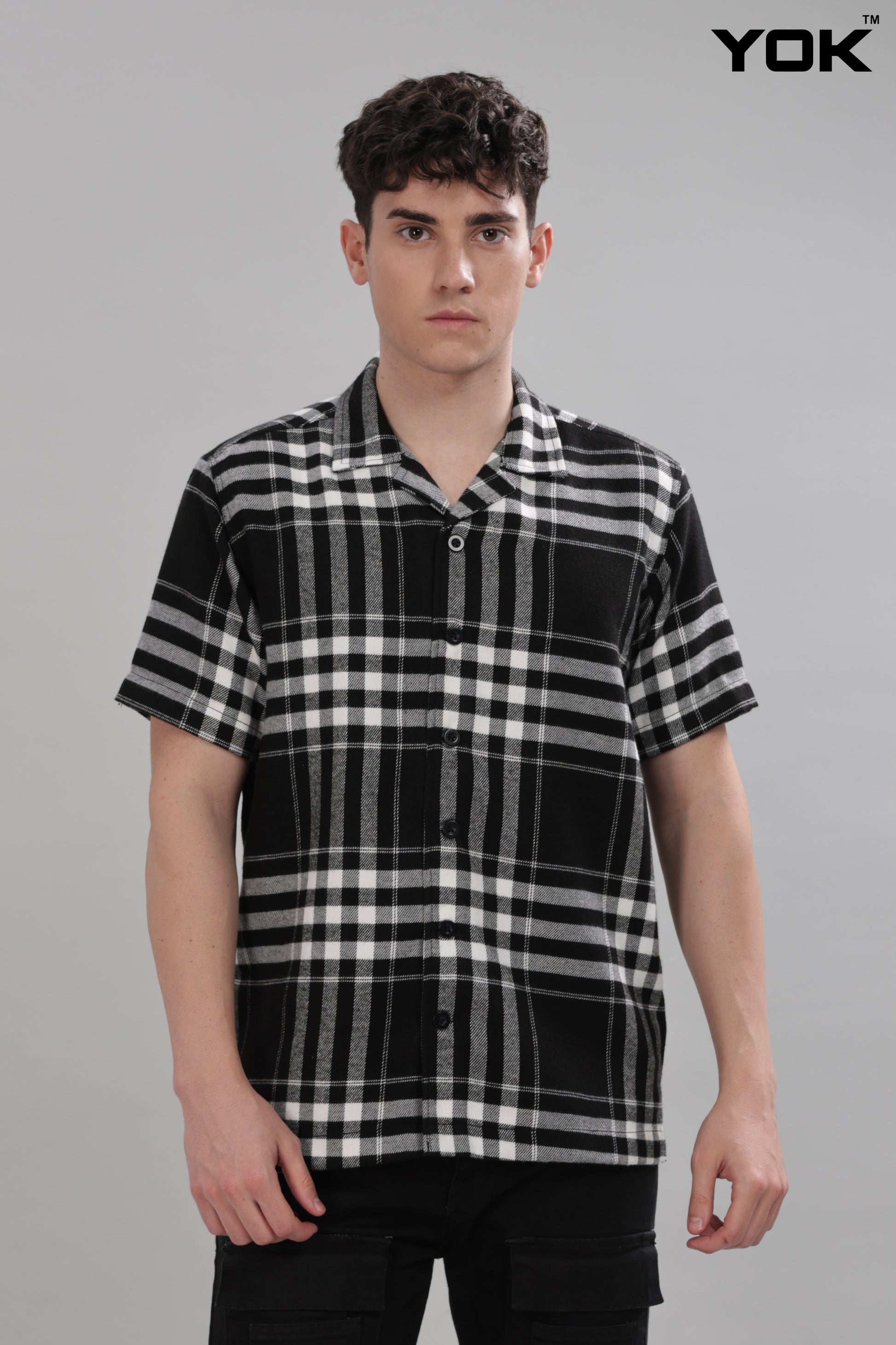 Black and Grey Check Shirt For Men