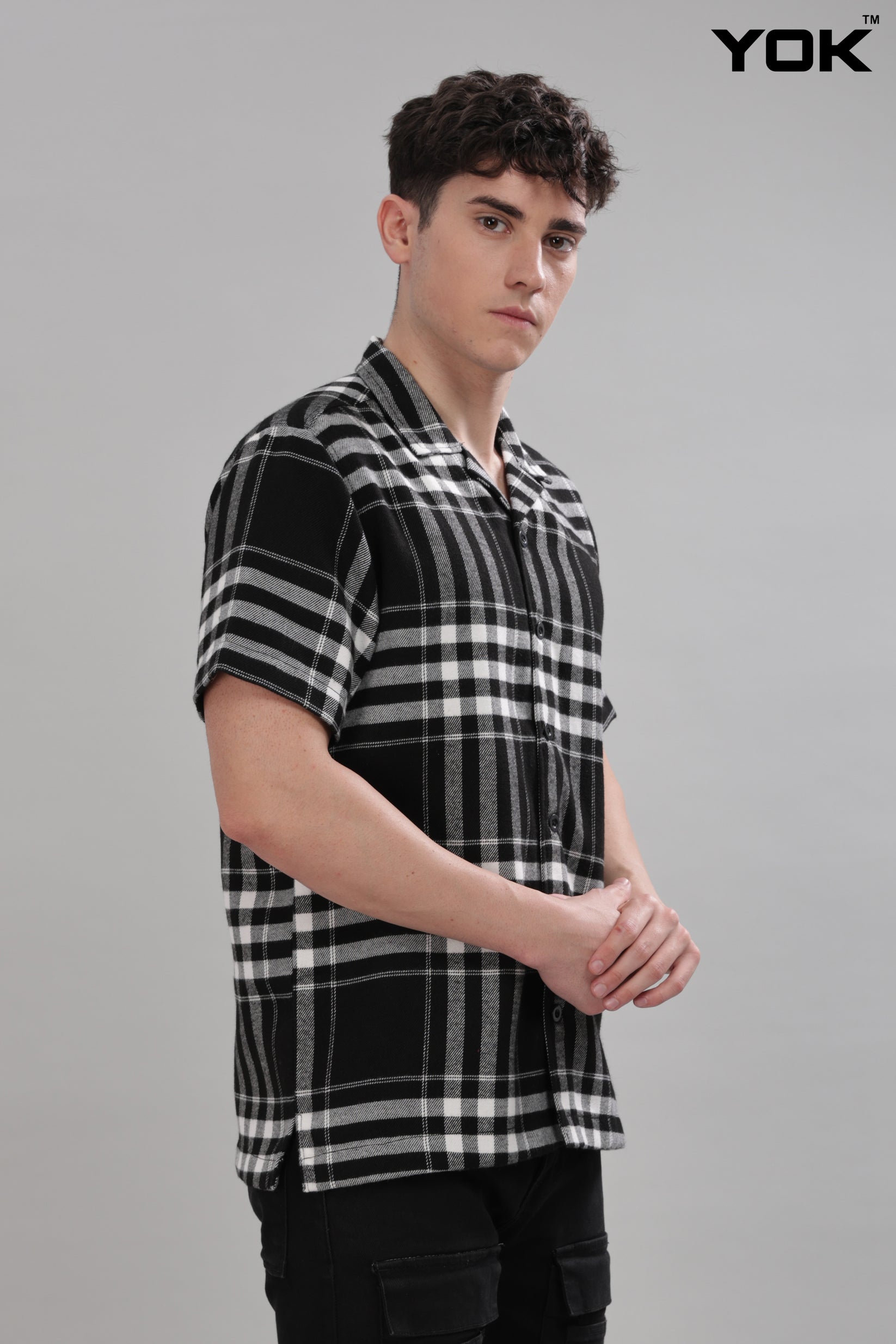 Shop Black and Grey Check Shirt For Men Online YOK